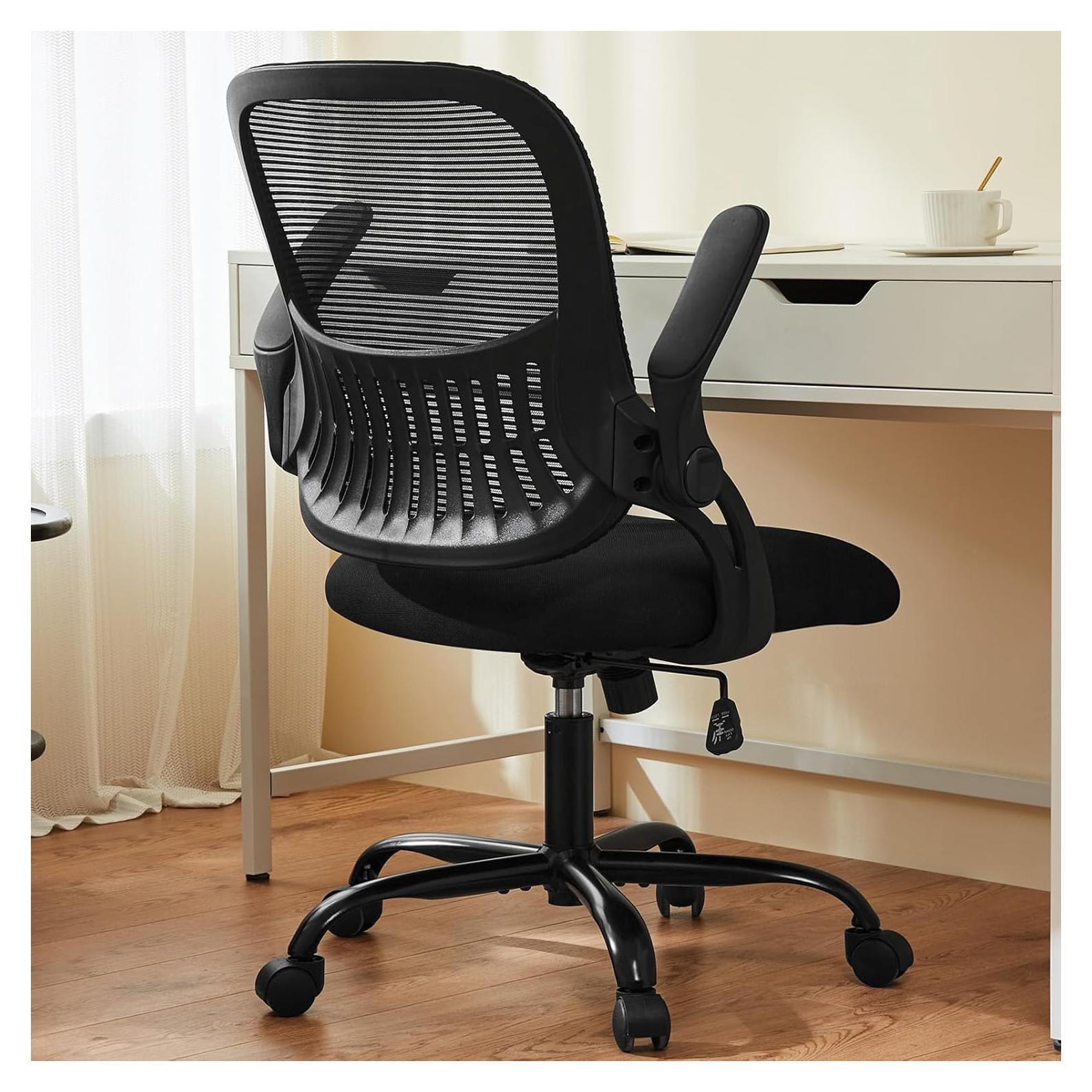 Silla de Oficina Ergonómica Sweetcrispy con Respaldo Medio Negro