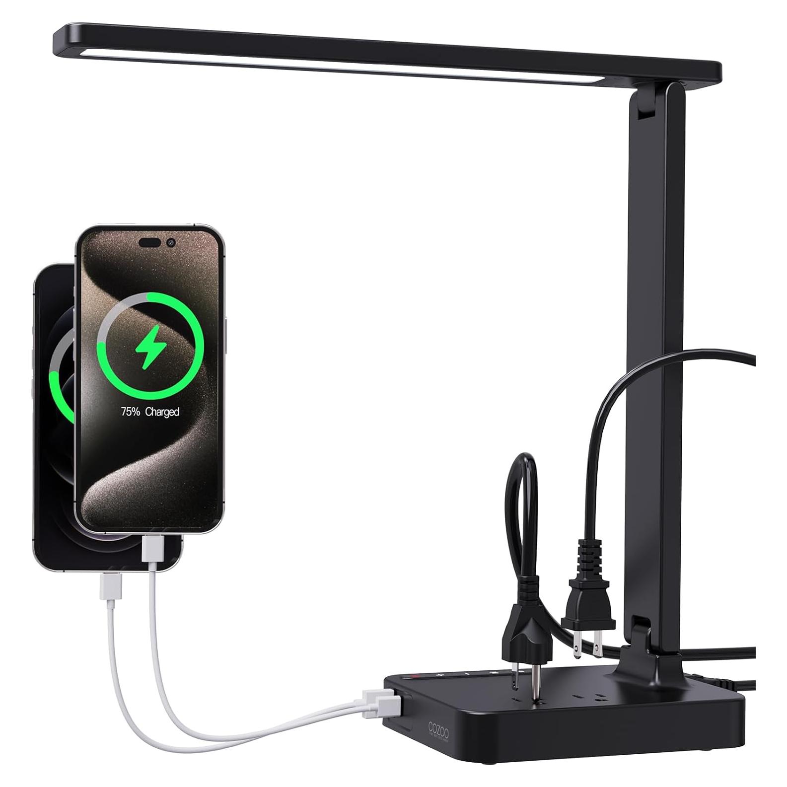 Lámpara de Escritorio LED COZOO con Cargador USB y Temporizador