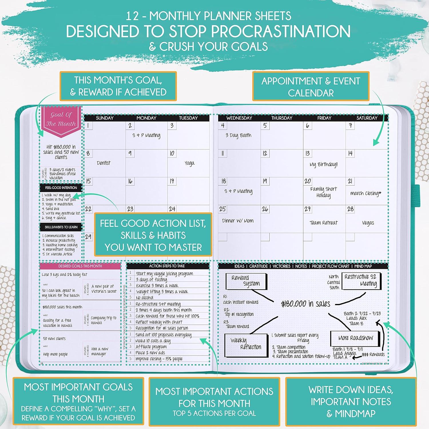 Planificador de Metas Sin Fecha Freedom Mastery B5 Turquesa