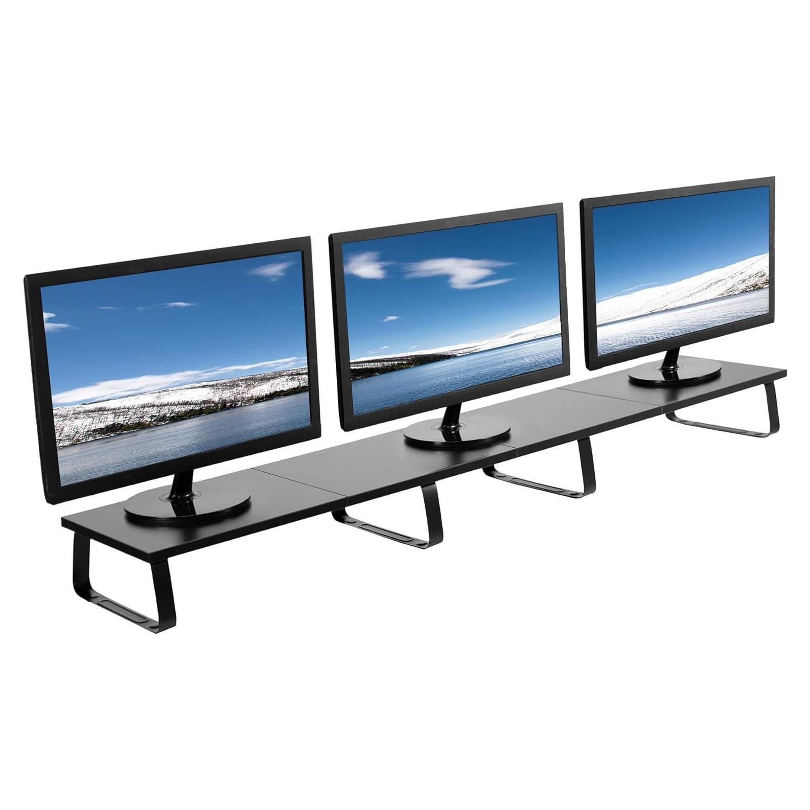 Soporte de Monitor VIVO 139.7 cm Negro, Elevador Ergonómico