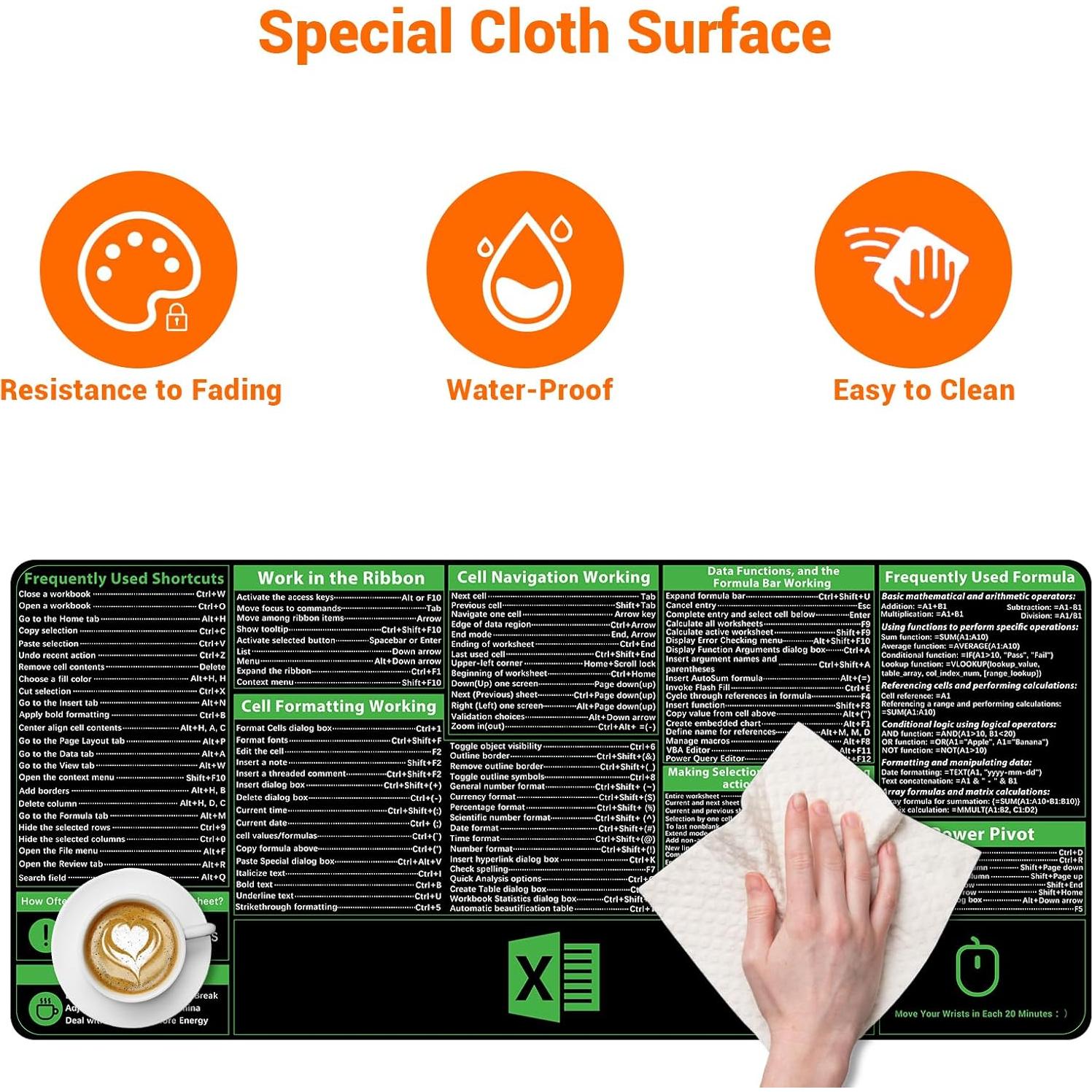 Mousepad de Atajos de Excel ProbTis Pro 90x40 cm Antideslizante