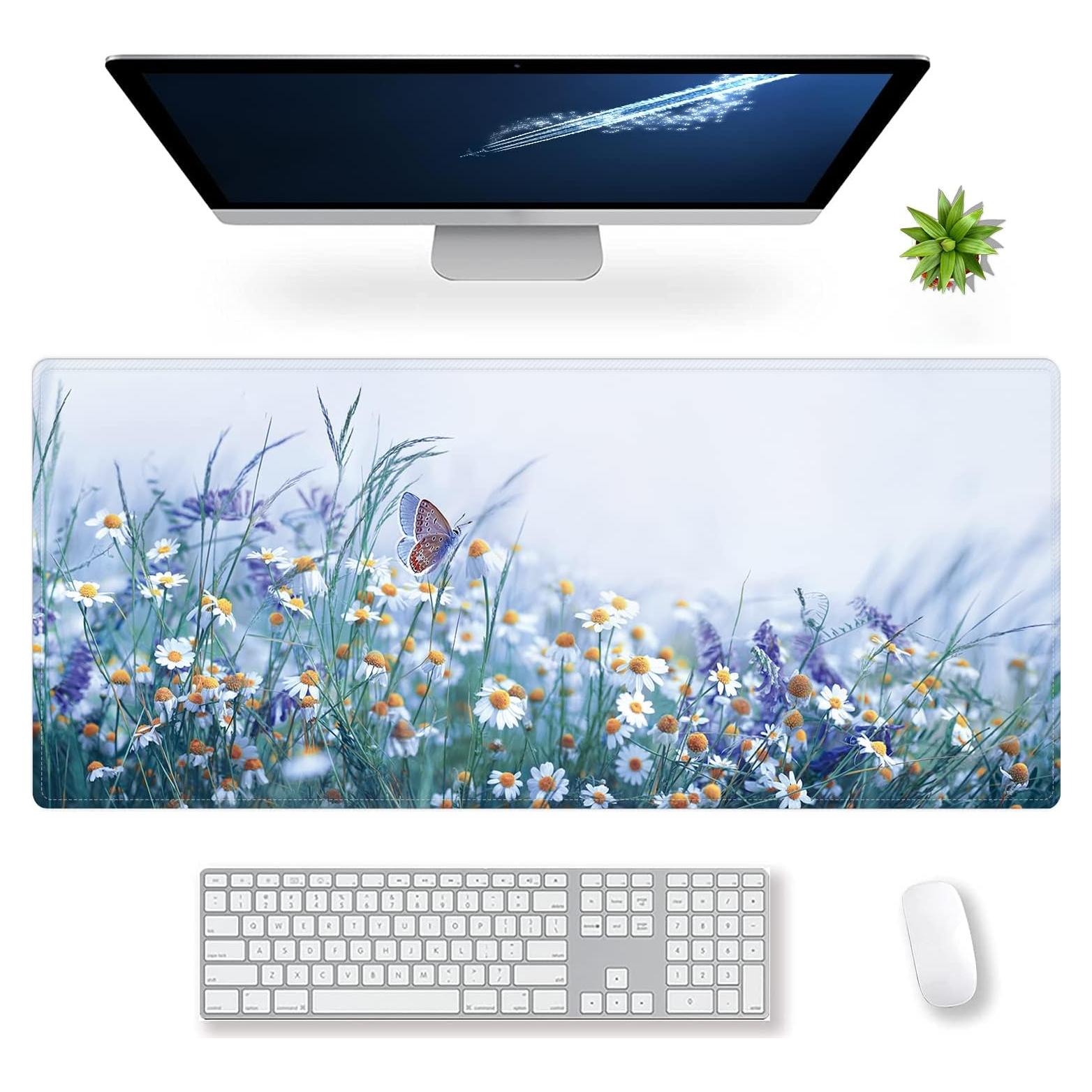 Alfombrilla de Ratón Grande KOAIWPAE Flores Manzanilla 90x40cm