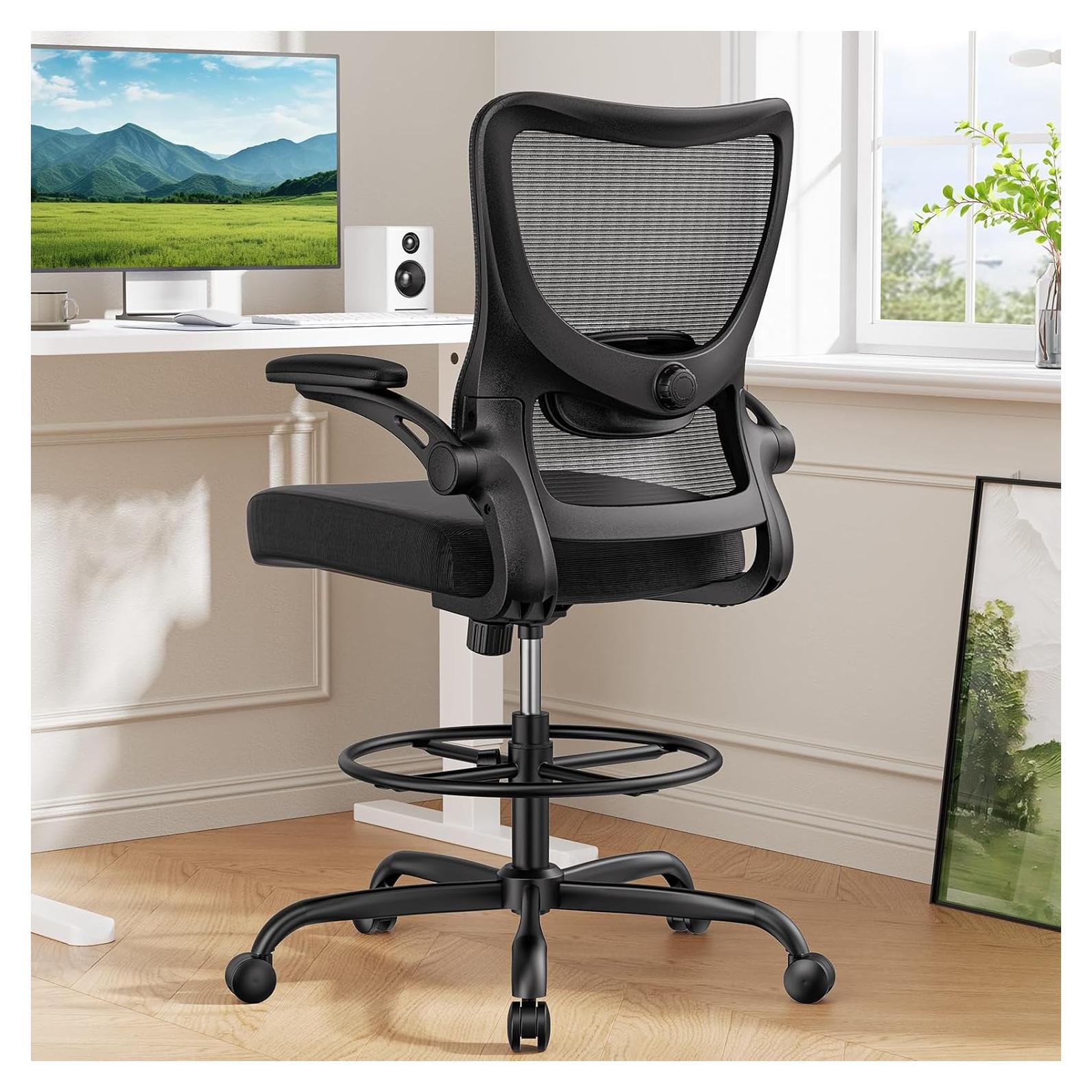 Silla de Dibujo Marsail Negra con Soporte Lumbar Ajustable