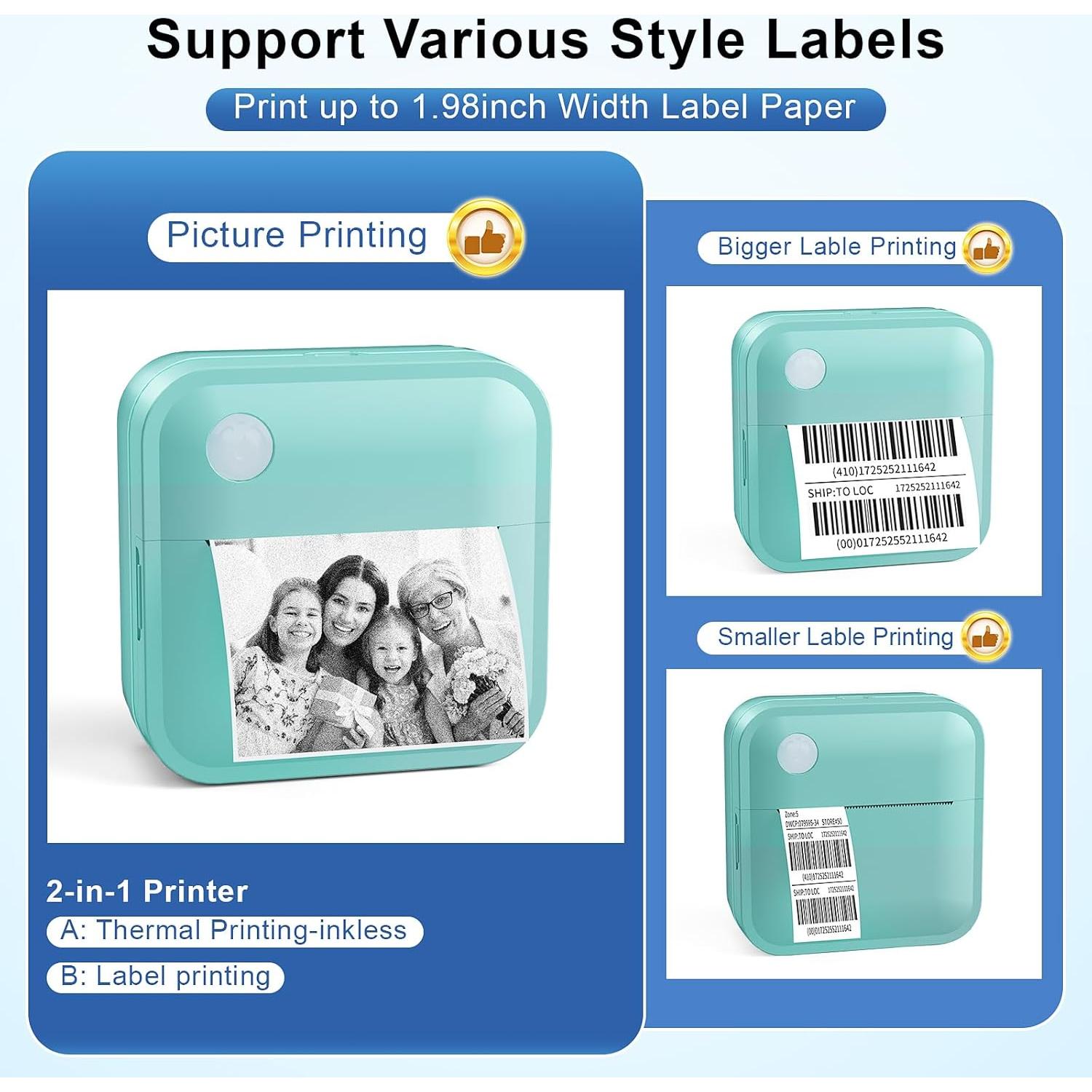 Impresora de Etiquetas Térmica VFU Mini Bluetooth Verde