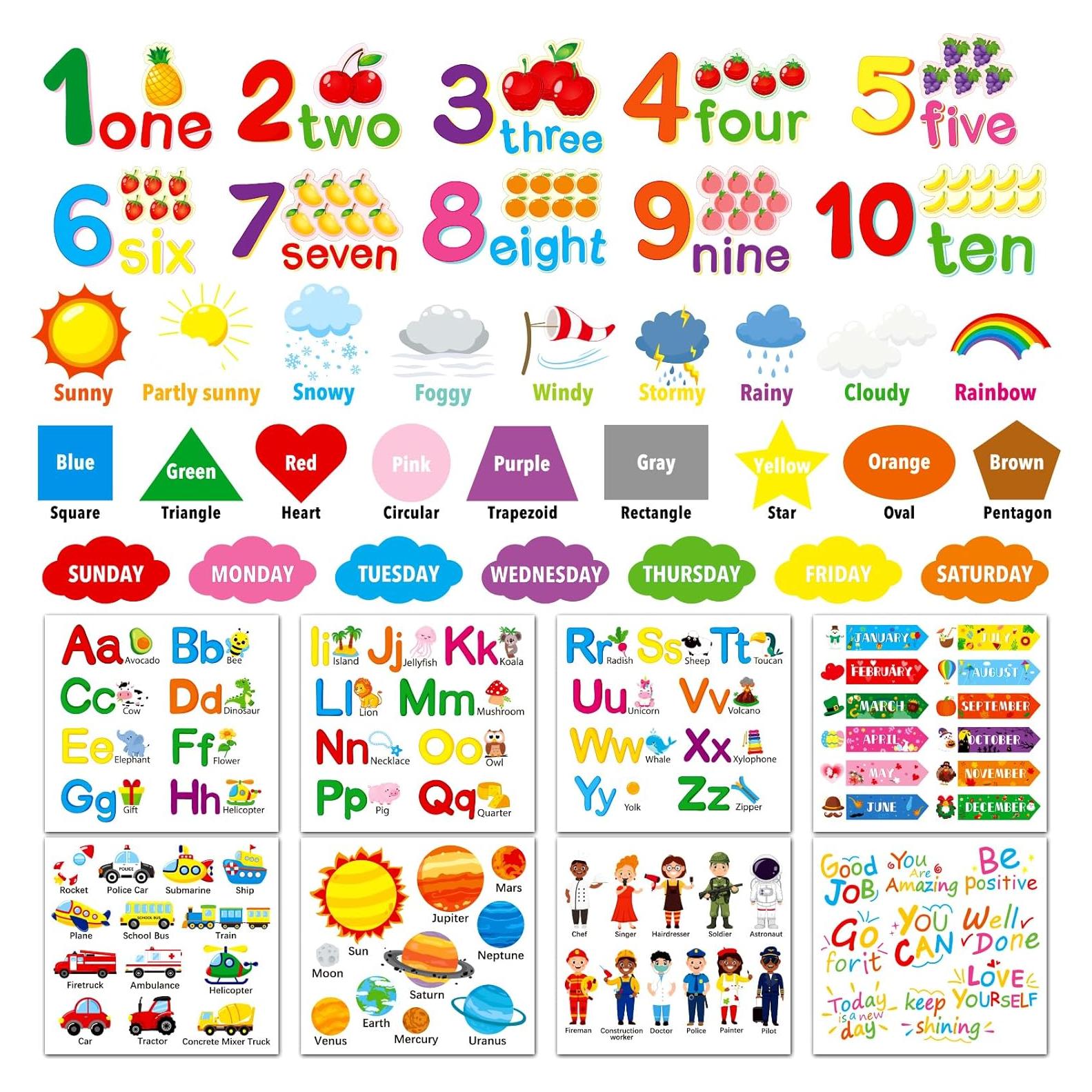 Calcomanías de Aprendizaje Omlisca - 12 Hojas Coloridas 27.9x25.9cm