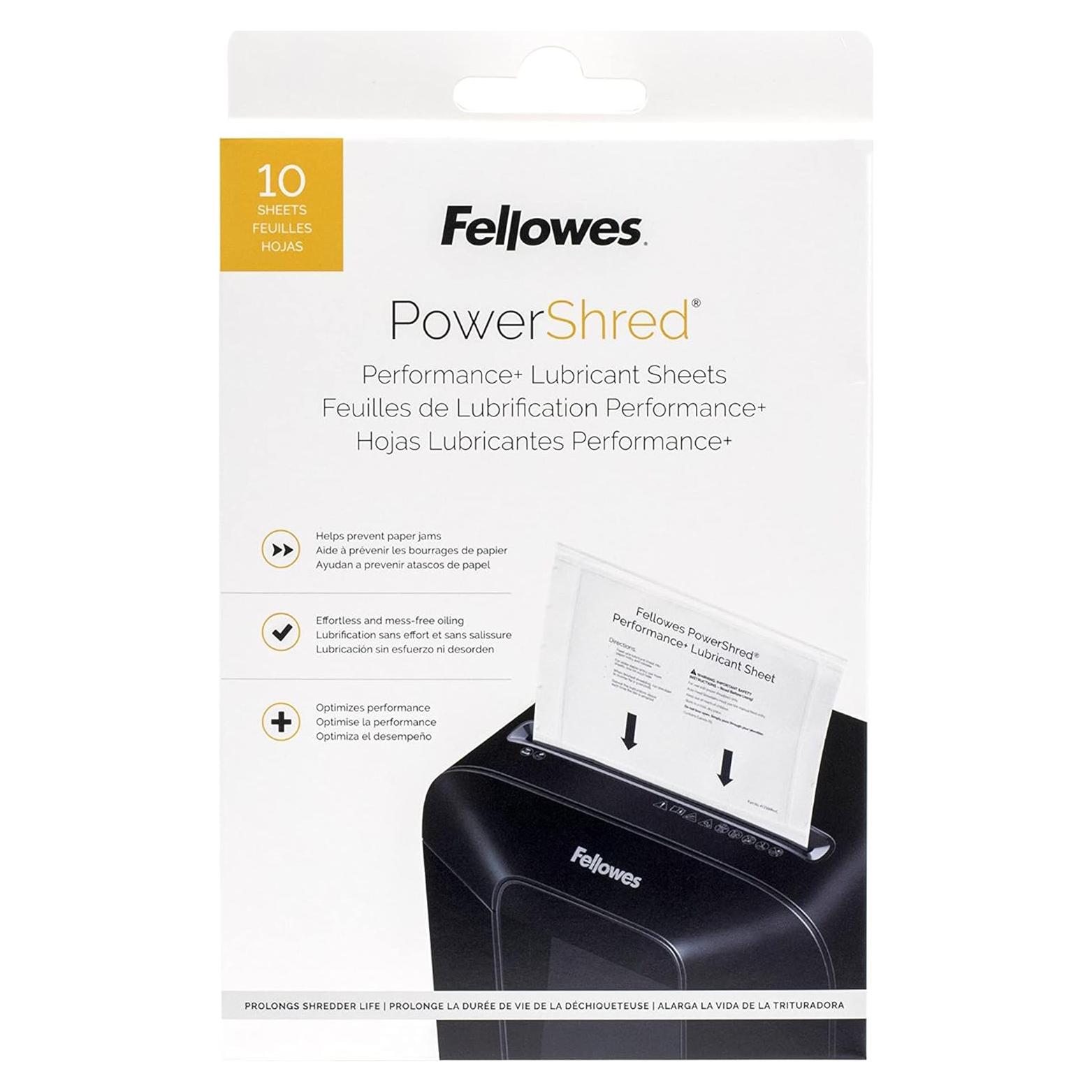 Hojas de Lubricante Fellowes Performance+ para Trituradora 10 Unidades