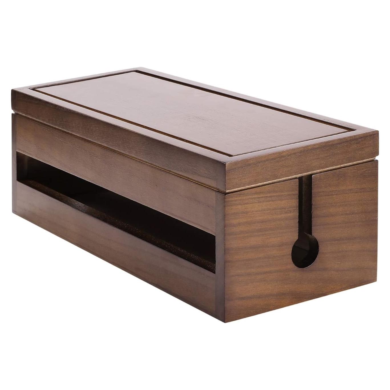 Caja Organizadora de Cables Changsuo Madera Marrón 37.6x14.5x12.4cm