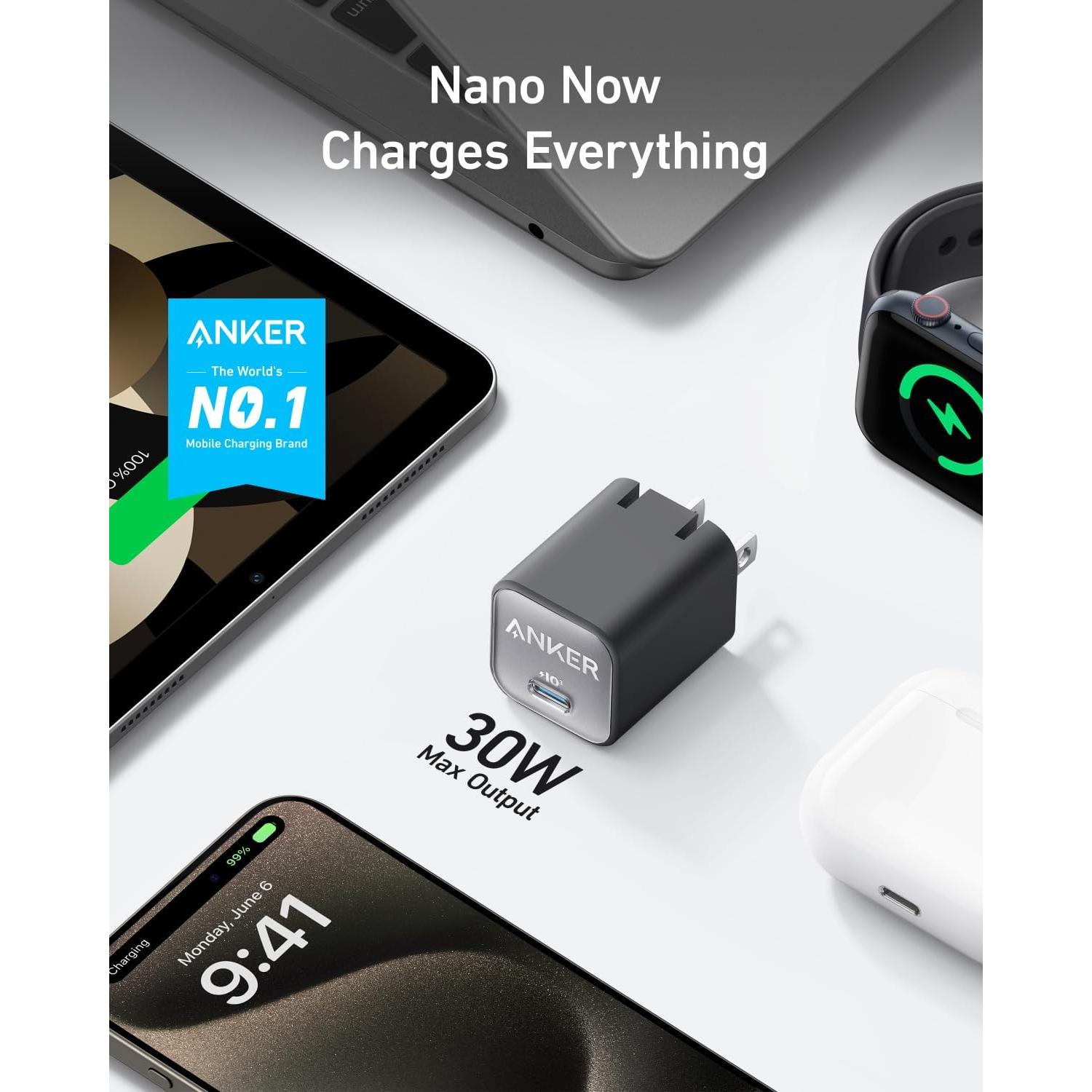 Cargador Anker Nano 30W USB-C Plegable para iPhone y iPad