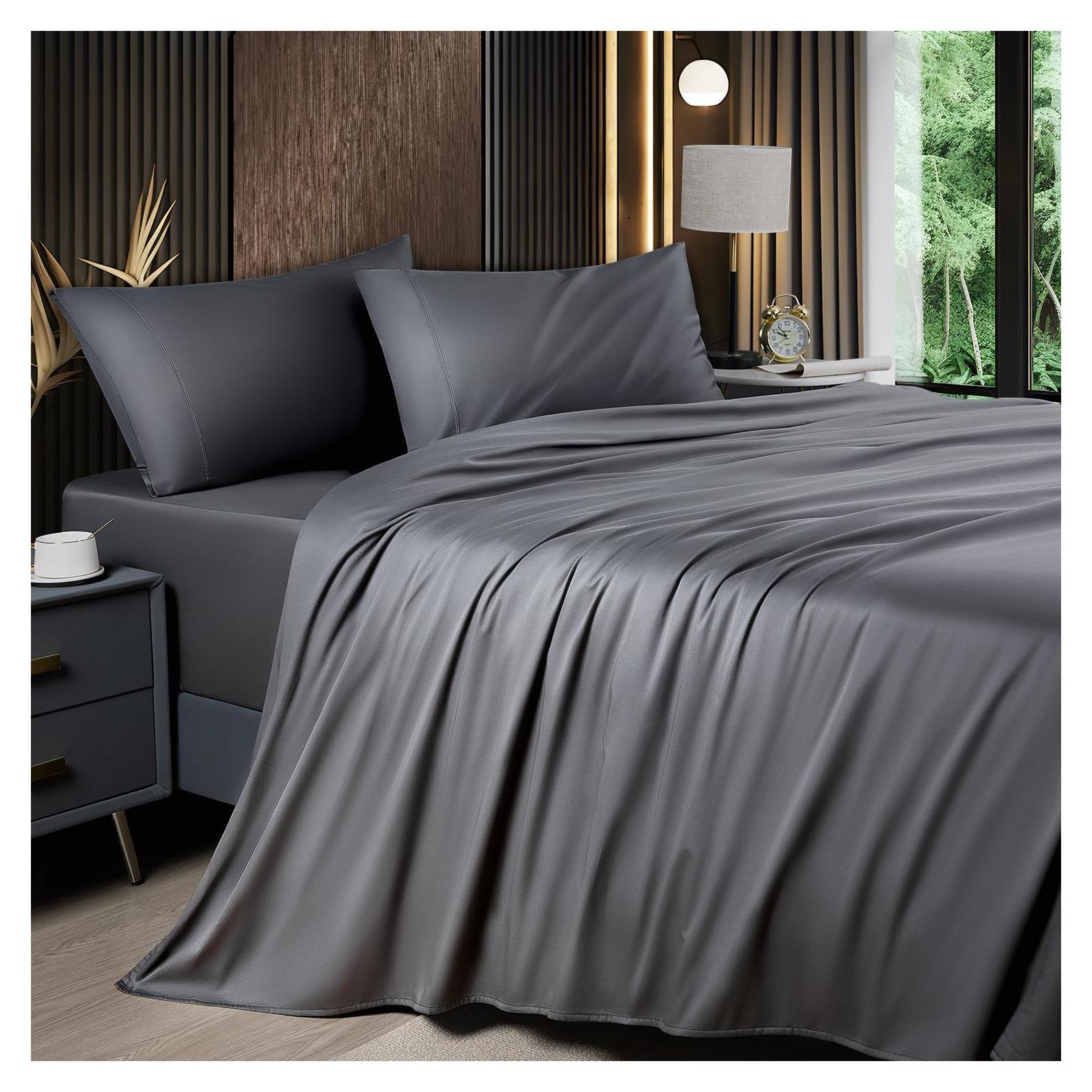 Juego de Sábanas Completo 4 Piezas Shilucheng Gris Oscuro