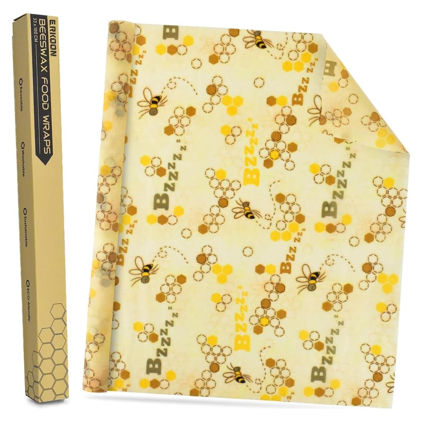 Envolturas de Cera de Abeja Reutilizables ERKOON 33x100 cm