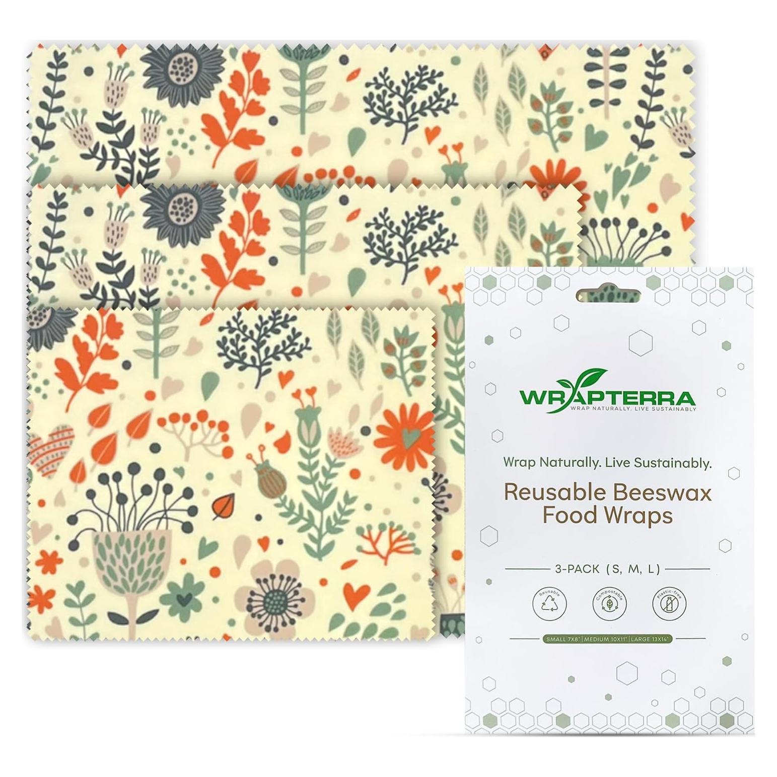 Envolturas de Cera de Abeja Wrapterra - Reutilizables 3 Tamaños