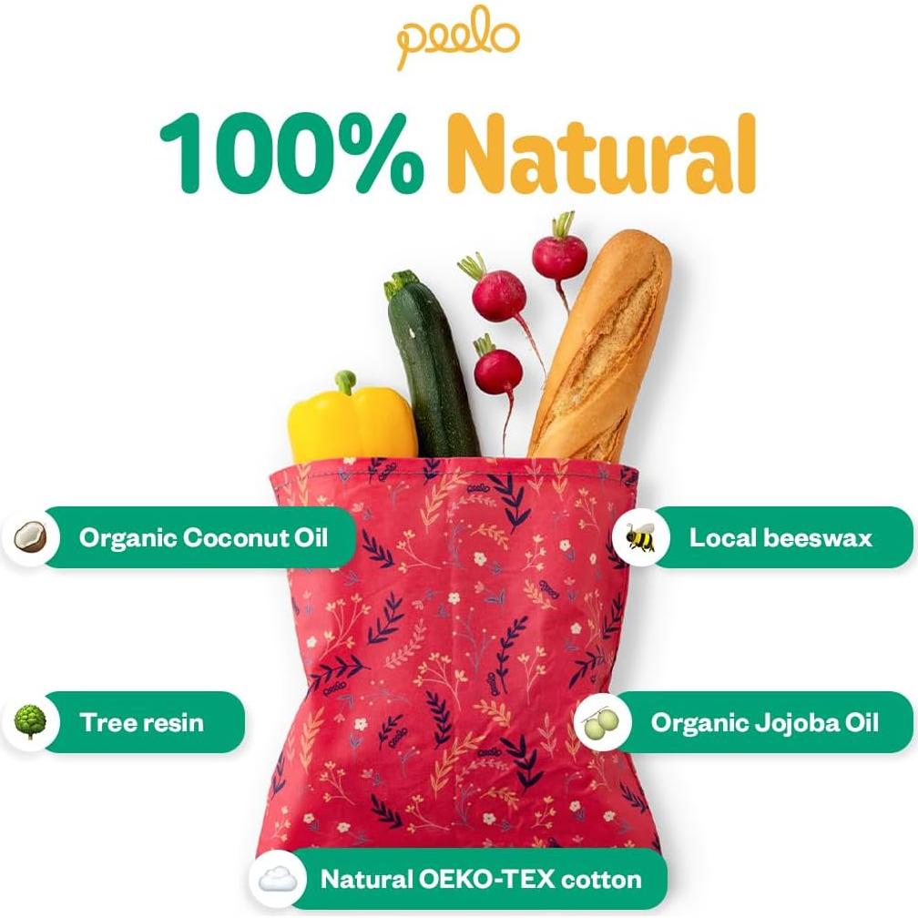 Envoltura de Alimentos de Cera de Abeja Peelo Mediana Botánica
