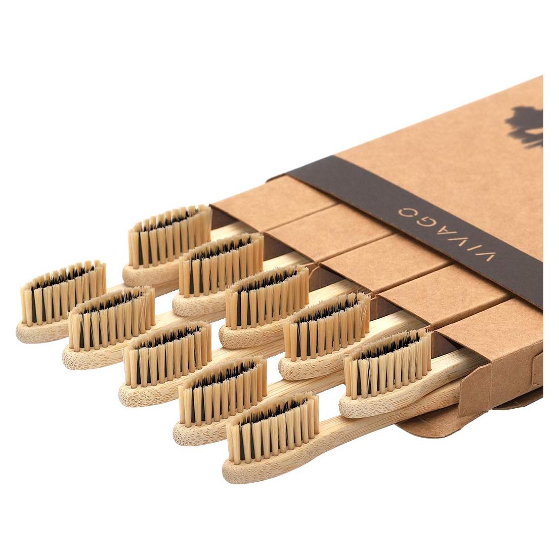 Cepillos de Dientes de Bambú VIVAGO - Suaves y Ecológicos - Paquete de 10