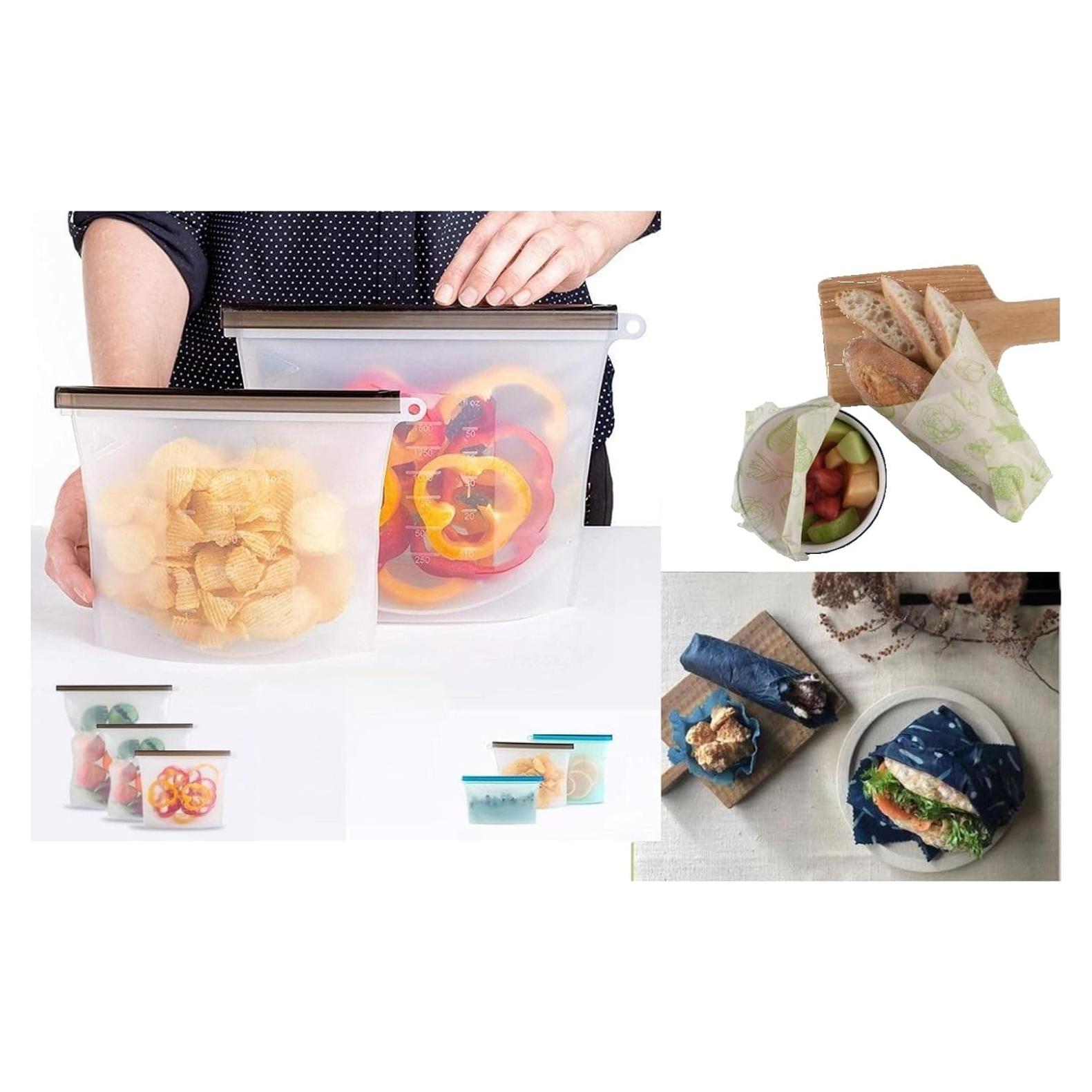 Set de Almacenamiento Ecológico 7 Piezas Silicona y Cera de Abeja