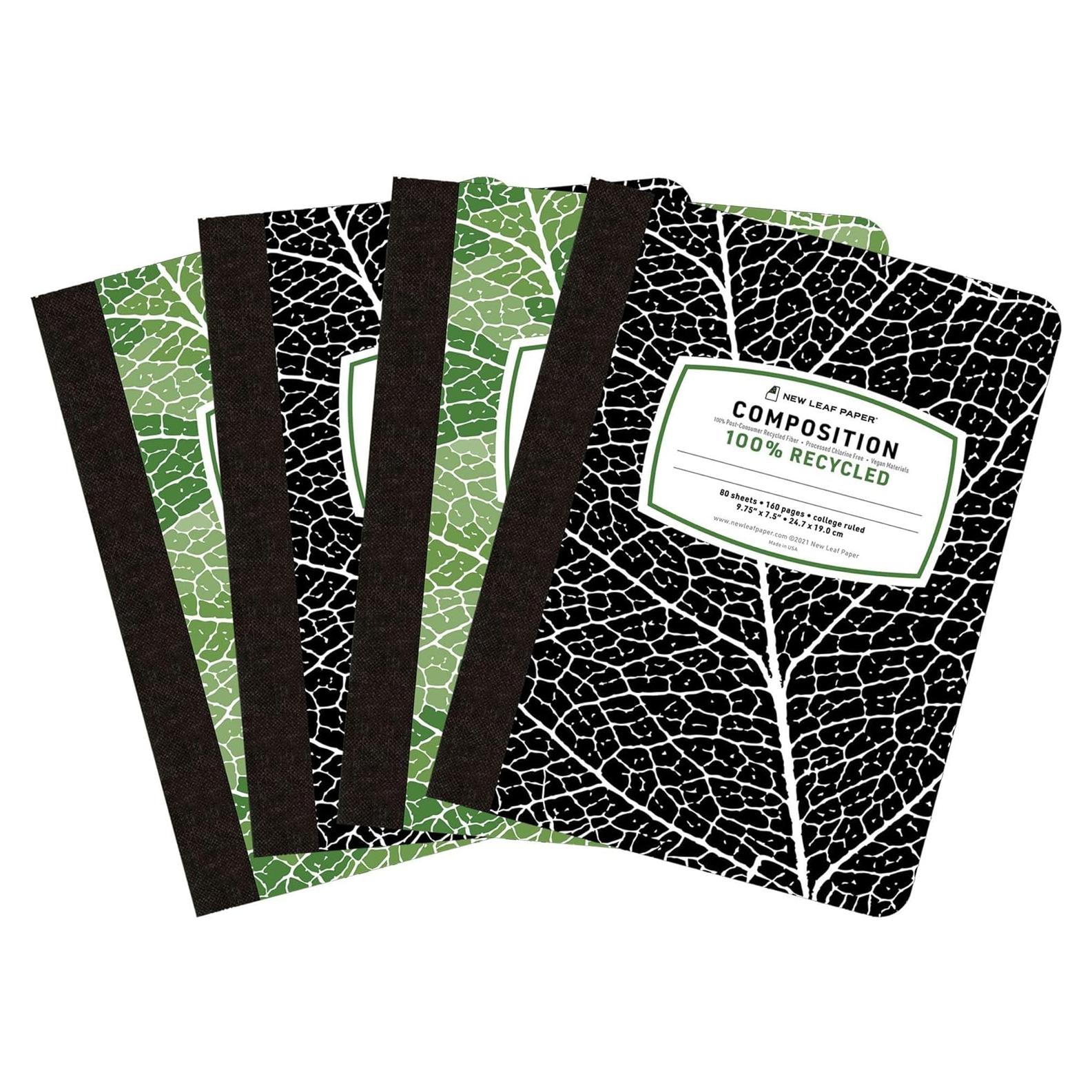 Cuadernos de Composición New Leaf Paper, Paquete de 4, 80 Hojas