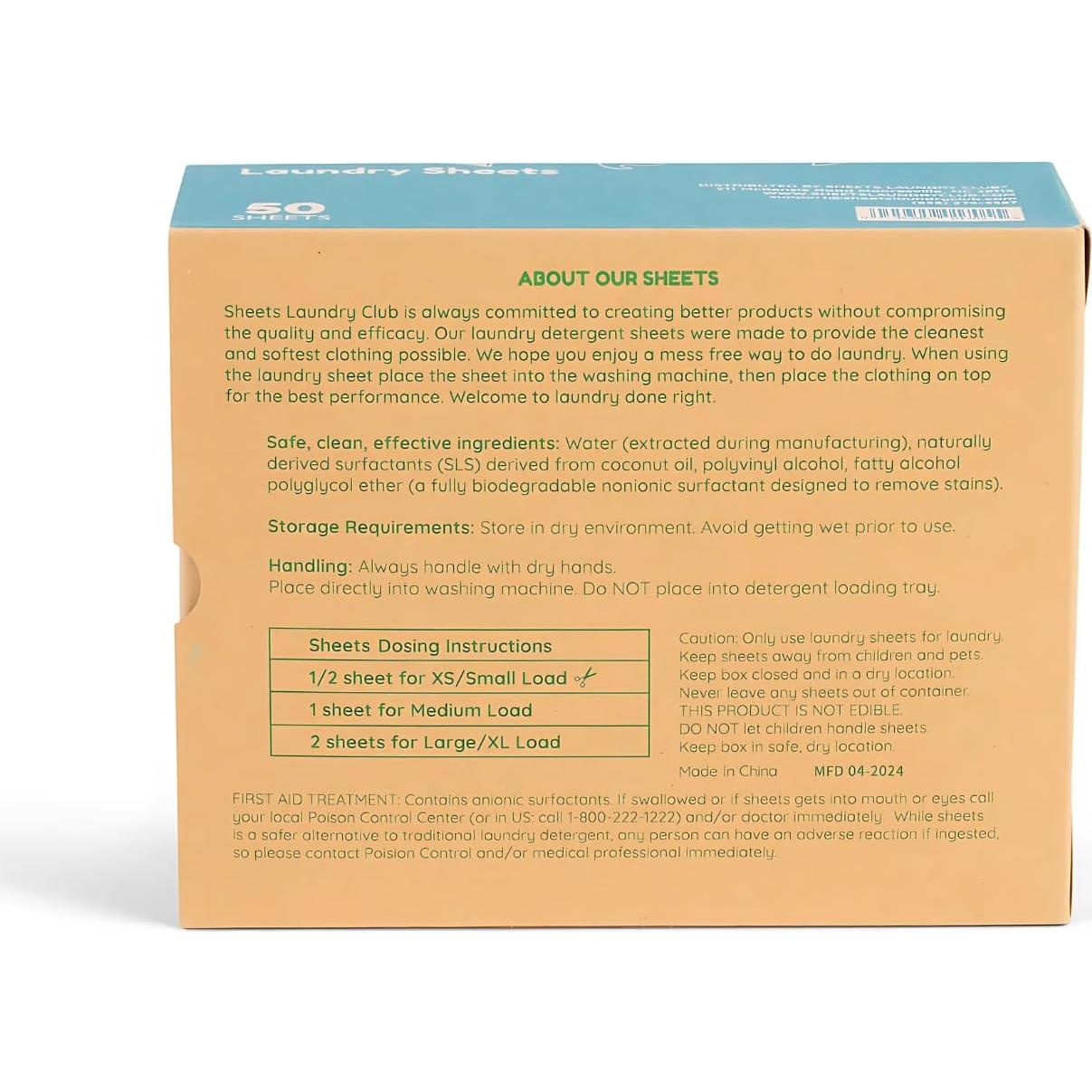 Hojas de Detergente Ecológicas Sheets Laundry Club - 50 Unidades