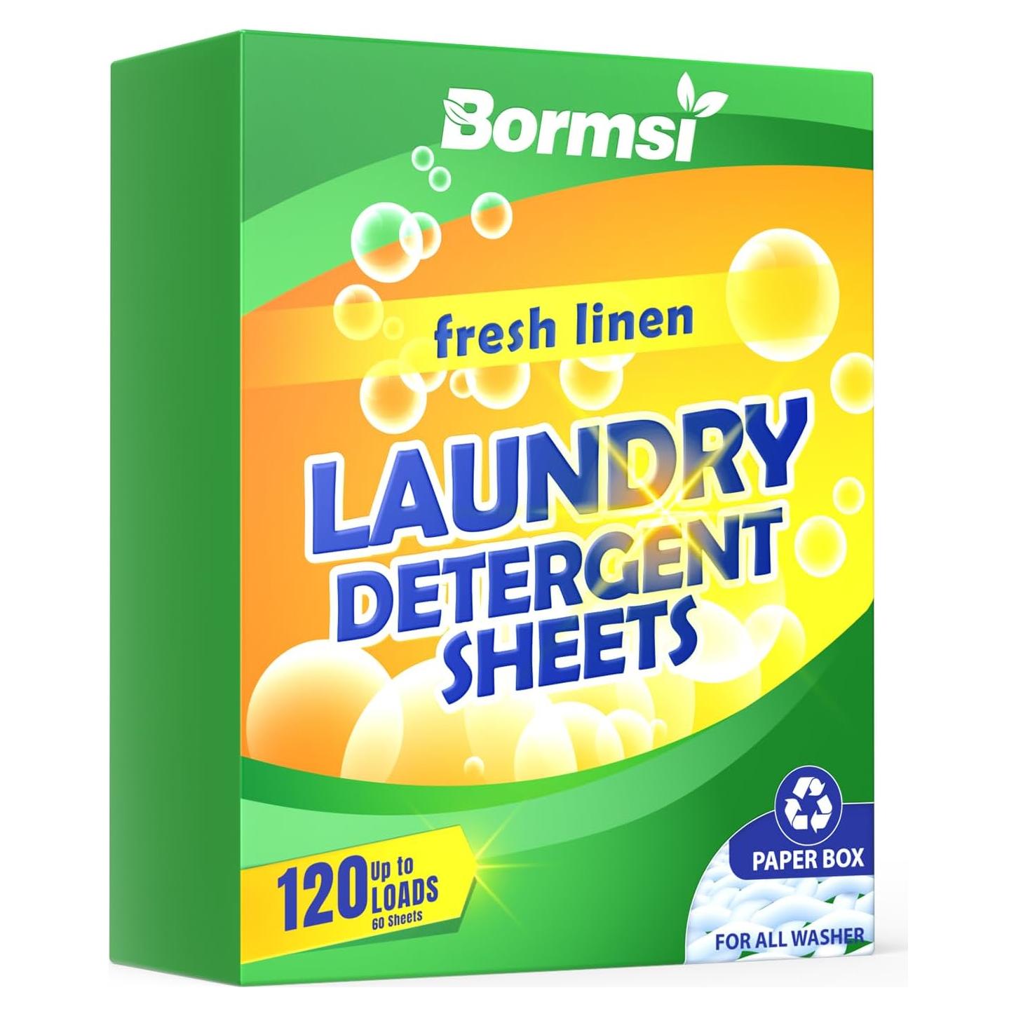 Hojas de detergente BORMSI 60 cargas aroma fresco sin plástico