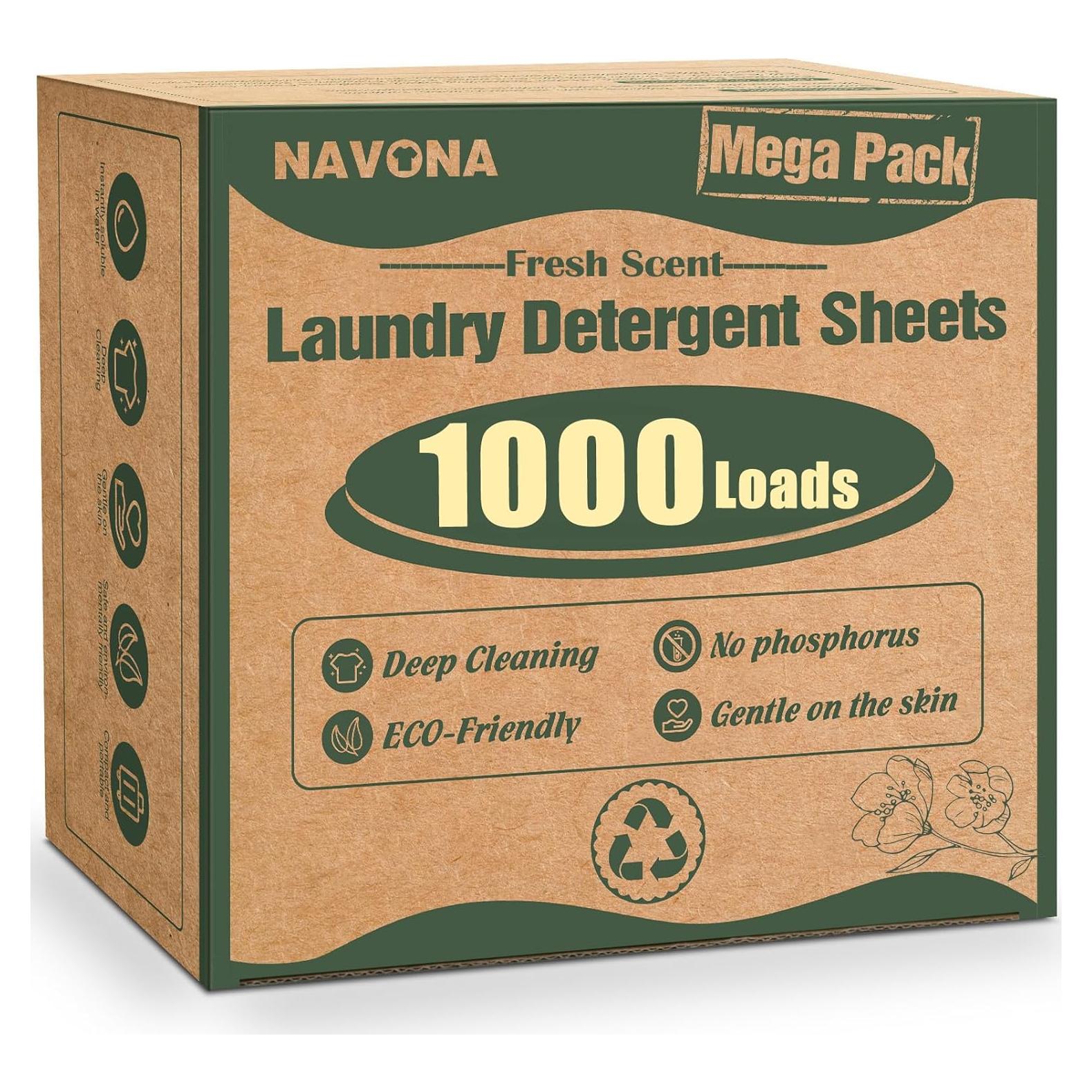 Hojas de Detergente Ecológicas Navona 1000 Cargas Fragancia Fresca