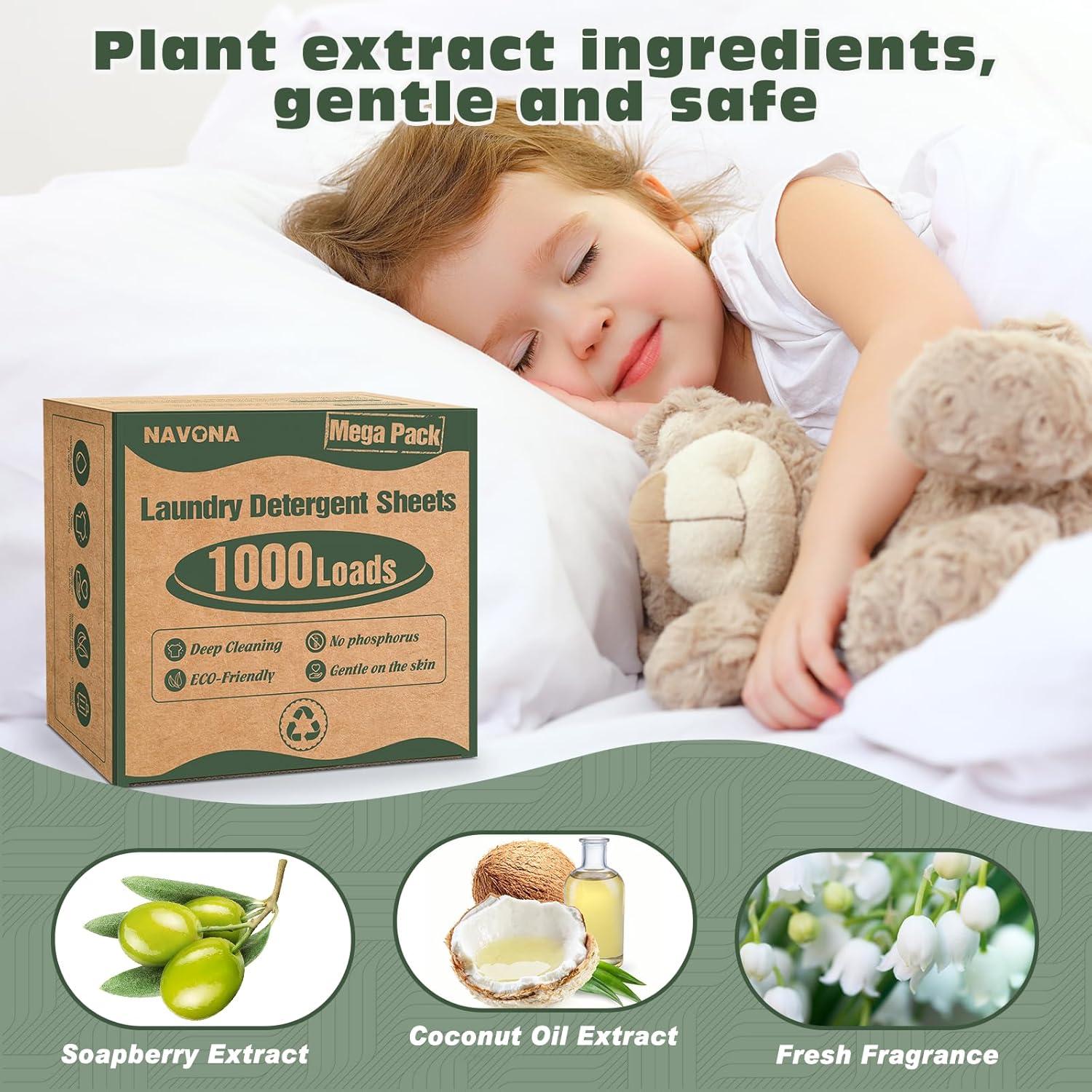 Hojas de Detergente Ecológicas Navona 1000 Cargas Fragancia Fresca