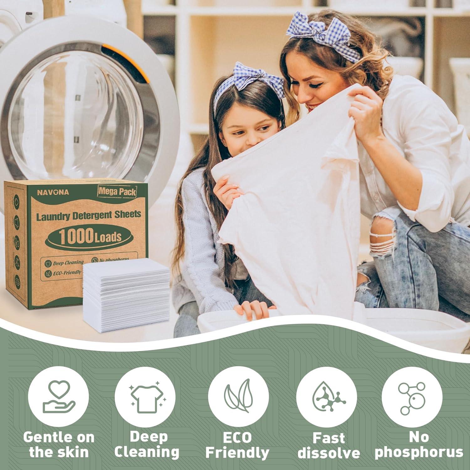 Hojas de Detergente Ecológicas Navona 1000 Cargas Fragancia Fresca