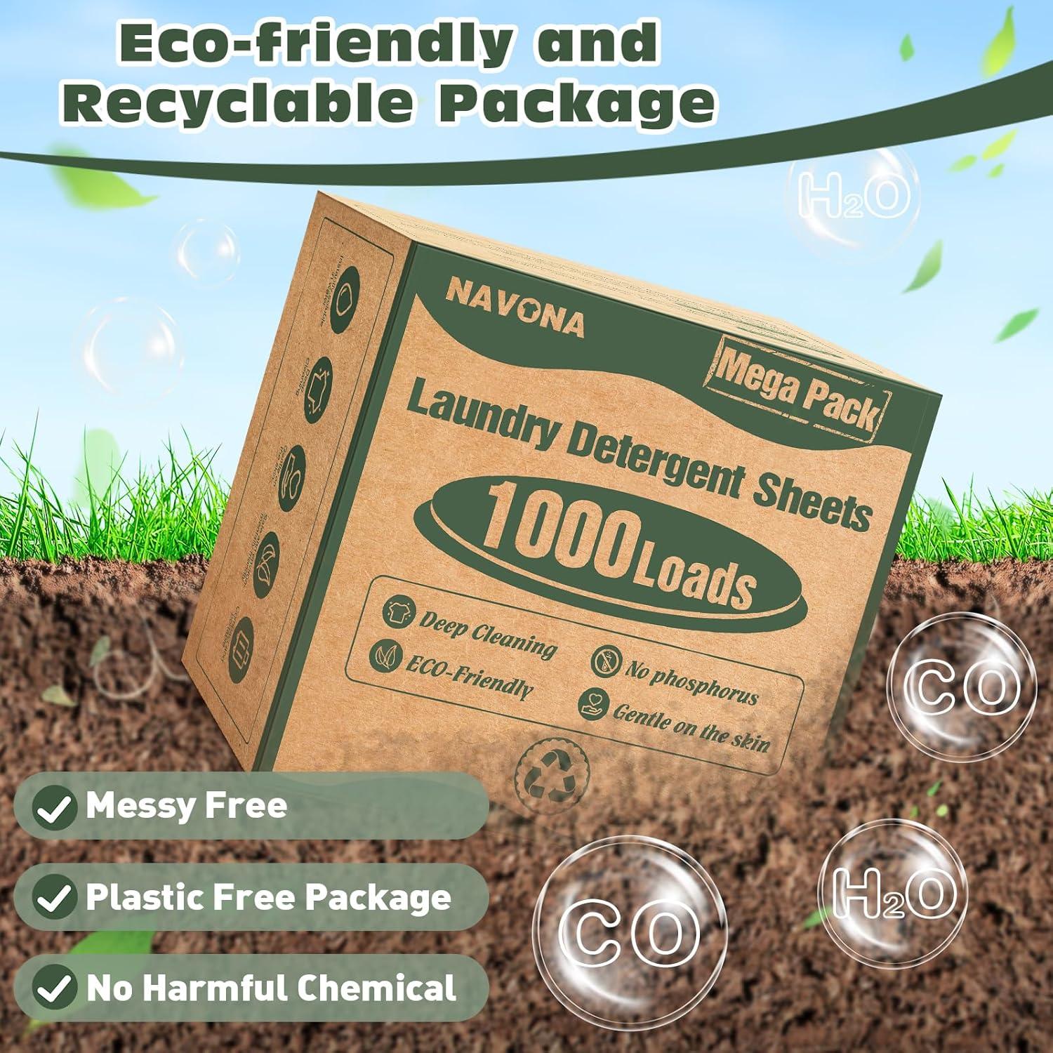 Hojas de Detergente Ecológicas Navona 1000 Cargas Fragancia Fresca