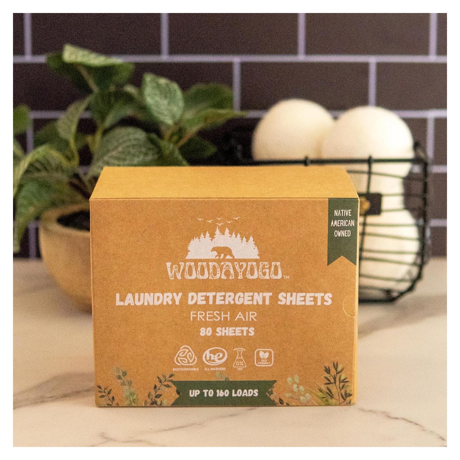 Hojas de detergente ecológicas Woodayogo para lavandería 80 unidades