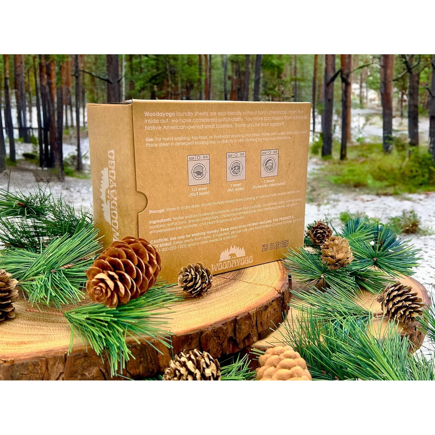 Hojas de detergente ecológicas Woodayogo para lavandería 80 unidades