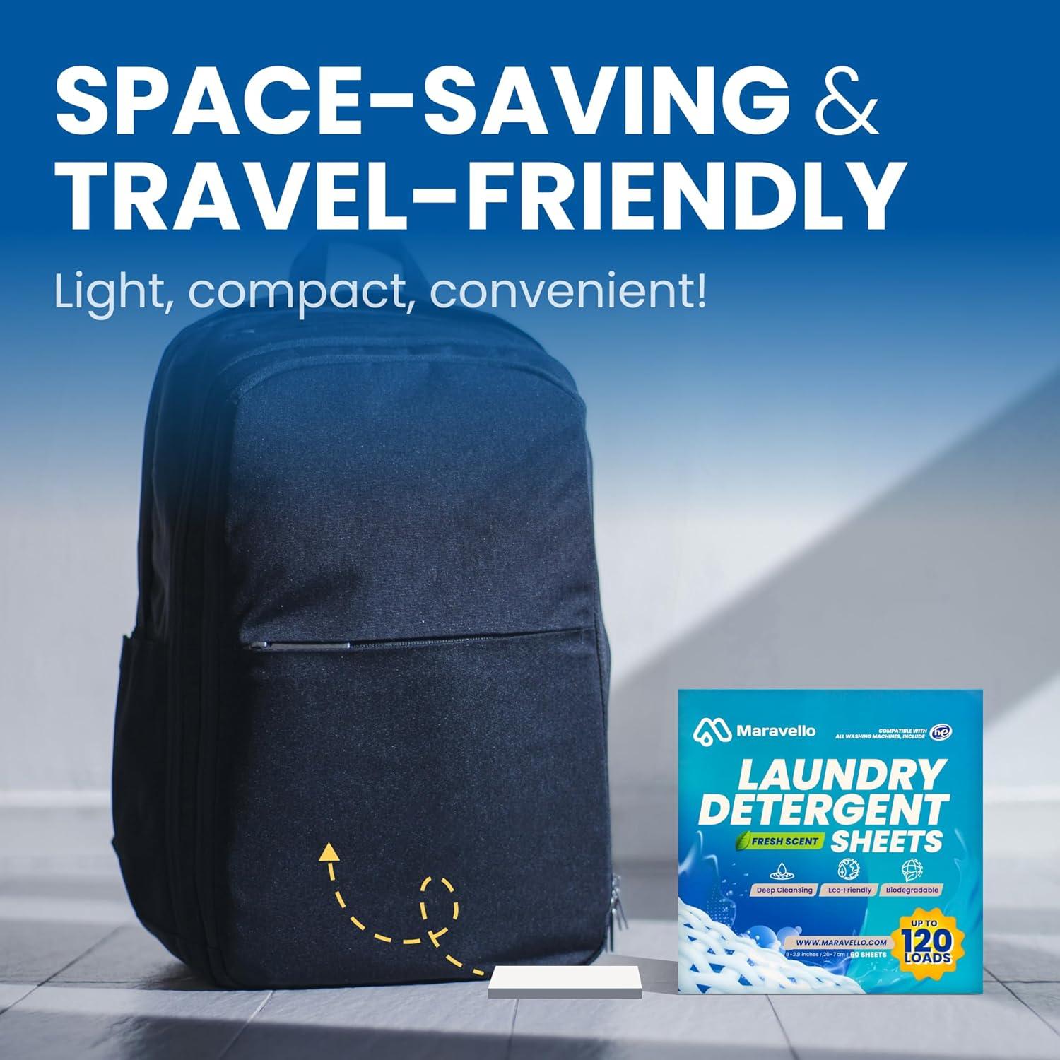 Hojas de Detergente para Ropa Maravello - 120 Lavados, Aroma Fresco