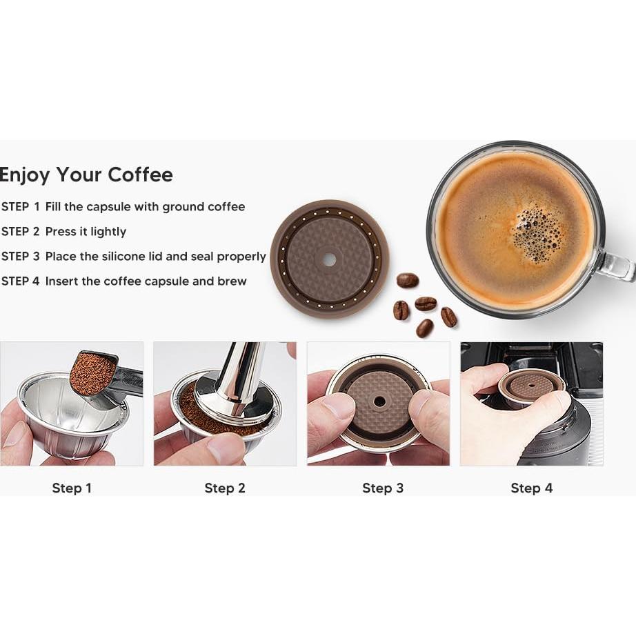 Tapa y cápsulas reutilizables Nespresso Vertuo BENFUCHEN 80/150/230ml