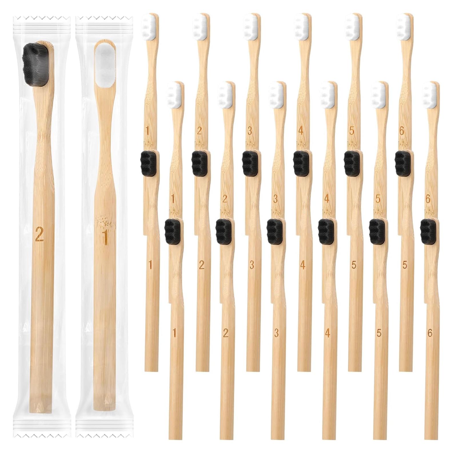 Cepillos de Dientes Sieral 24 Pcs Bambú Suave para Adultos y Niños