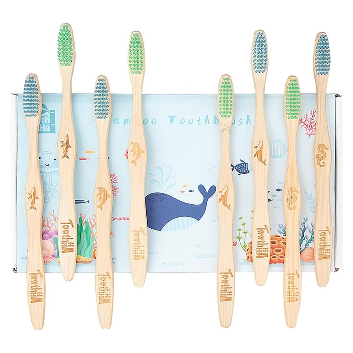 Cepillo de Dientes de Bambú Tooth HaHa Suave 8 Unidades
