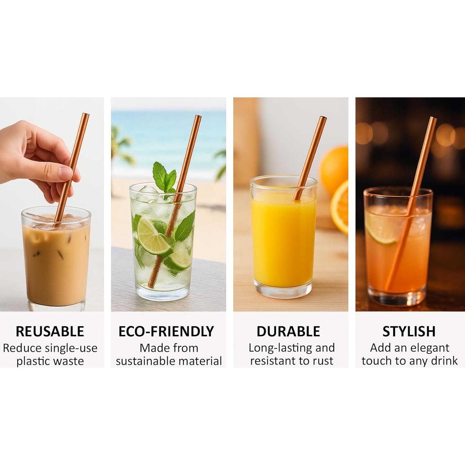 Popotes Reutilizables de Cobre Modern Home - 21.6 cm - Juego de 2