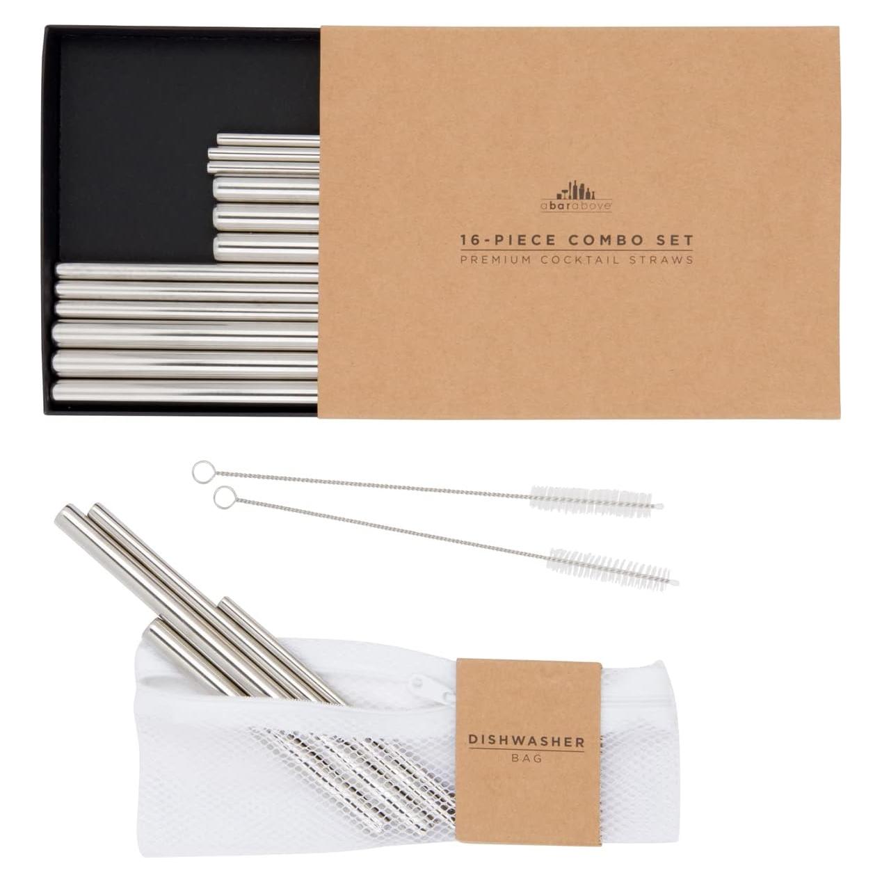 Set de 19 Pajitas Reutilizables Acero Inoxidable A Bar Above