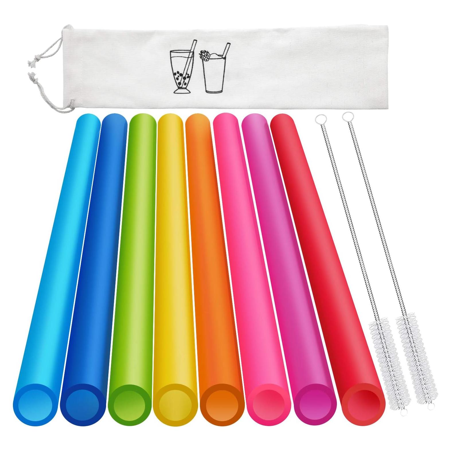 Pajitas Reutilizables Extra Anchas Hiware 26.67 cm - 8 Pcs Multicolor