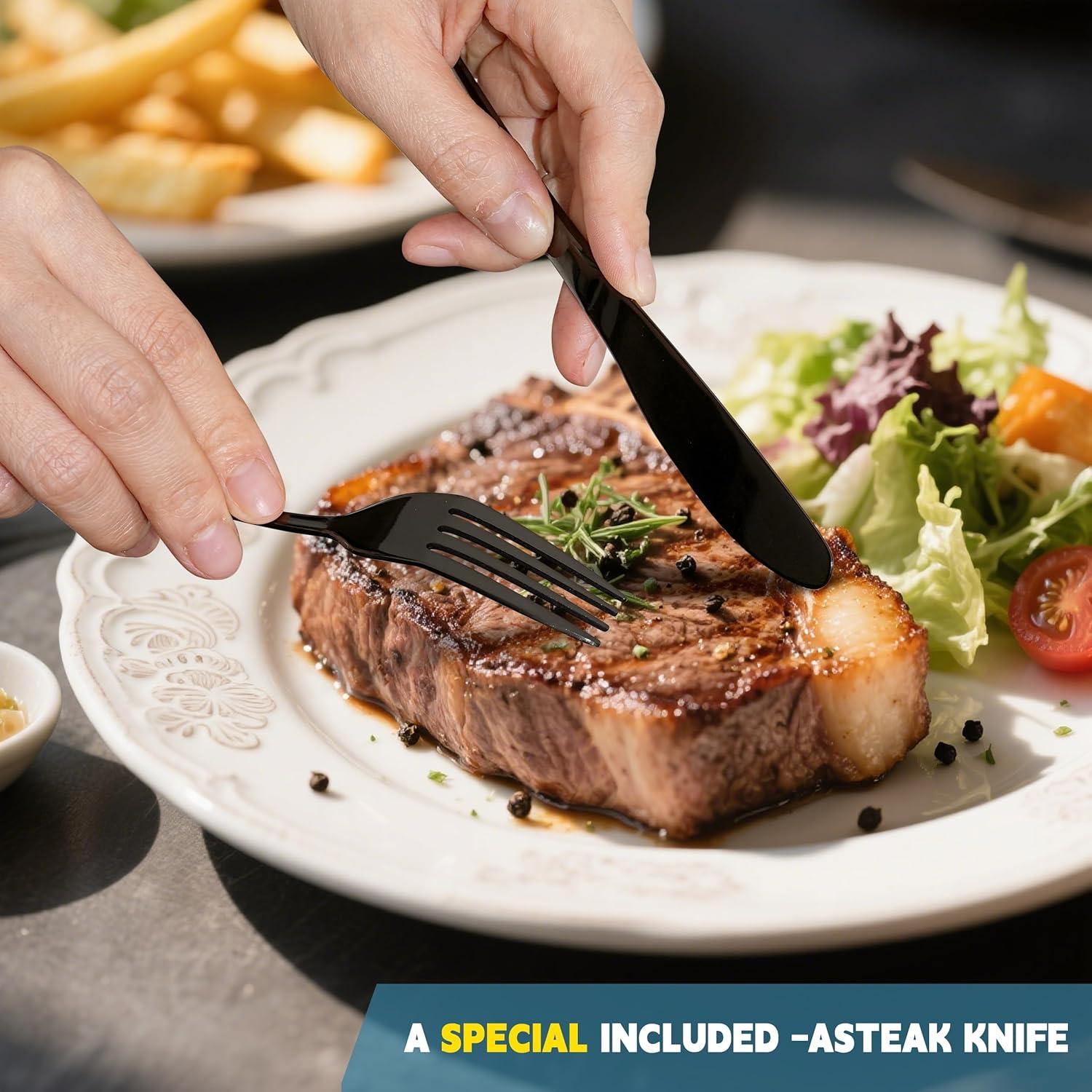 Juego de Utensilios de Viaje Topbooc 8 Piezas Acero Inoxidable Negro