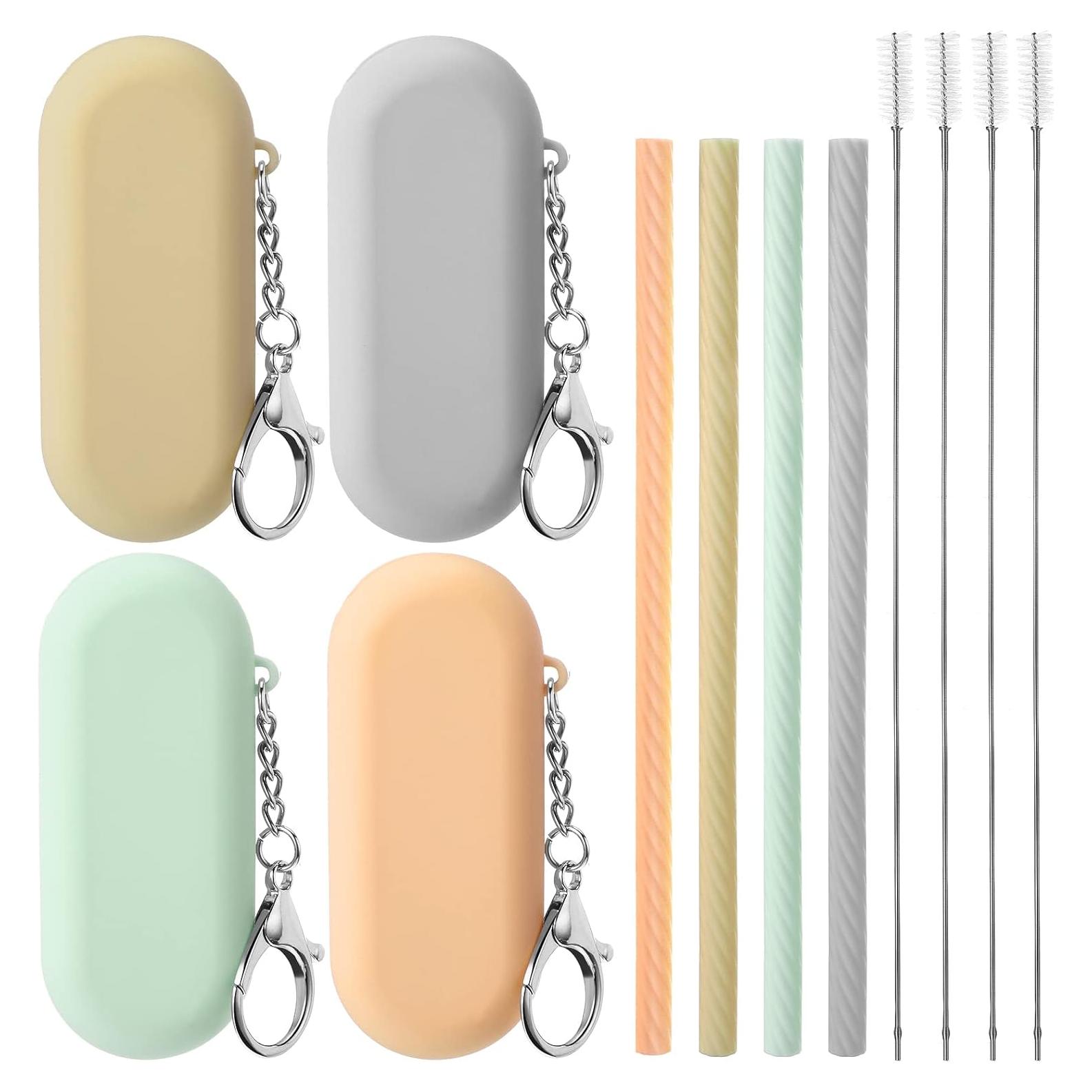 Set de Pajitas de Silicona Reutilizables Meanplan 4 Piezas