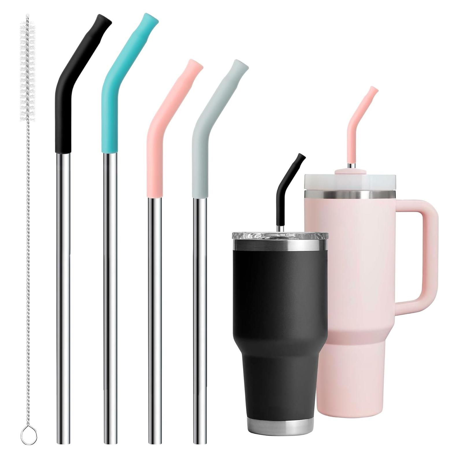 Popotes Metálicos Reutilizables Snowfall 31 cm y 24 cm con Silicona