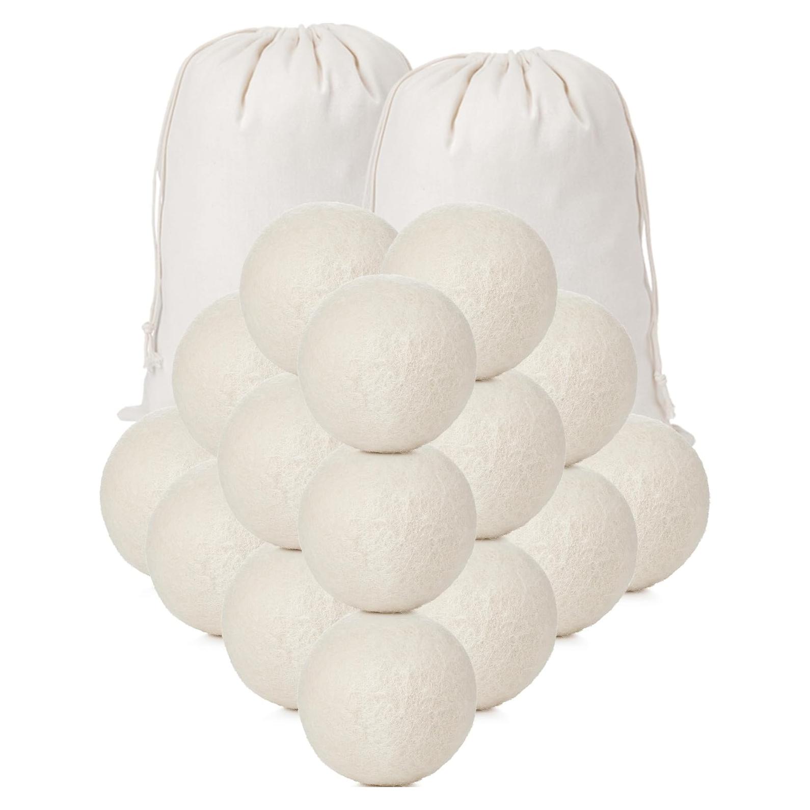 Juego de 24 Bolas de Secado de Lana Roowest 7.62 cm + 2 Bolsas