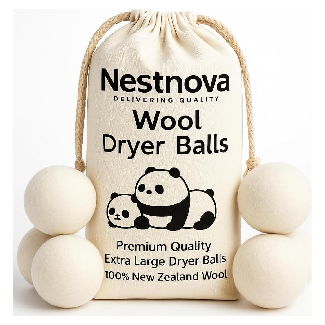 Bolas de Secado XL Nestnova 100% Lana Nueva Zelanda 6 Piezas