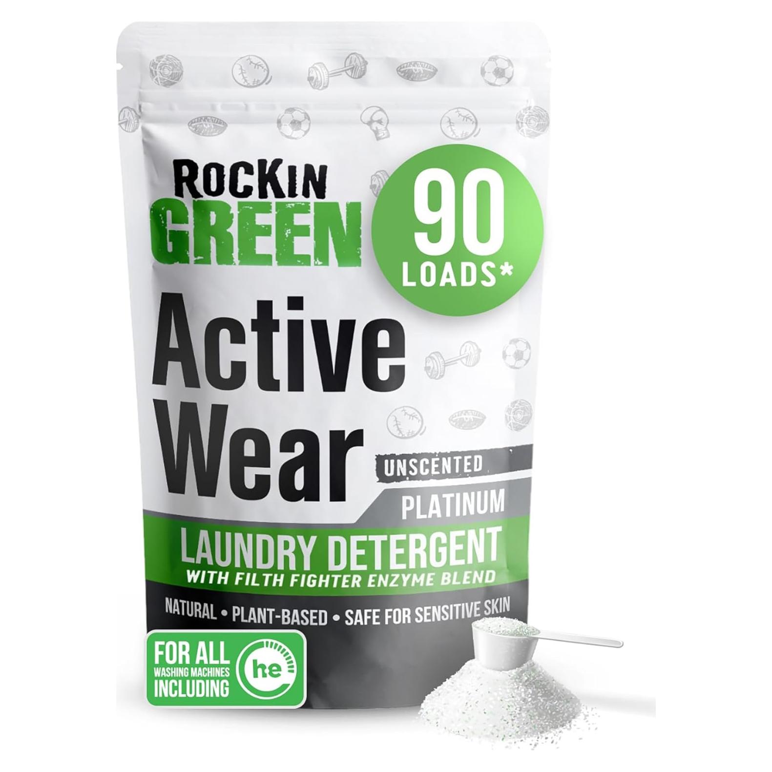 Detergente en Polvo Rockin' Green 90 Cargas Ropa Deportiva Sin Fragancia