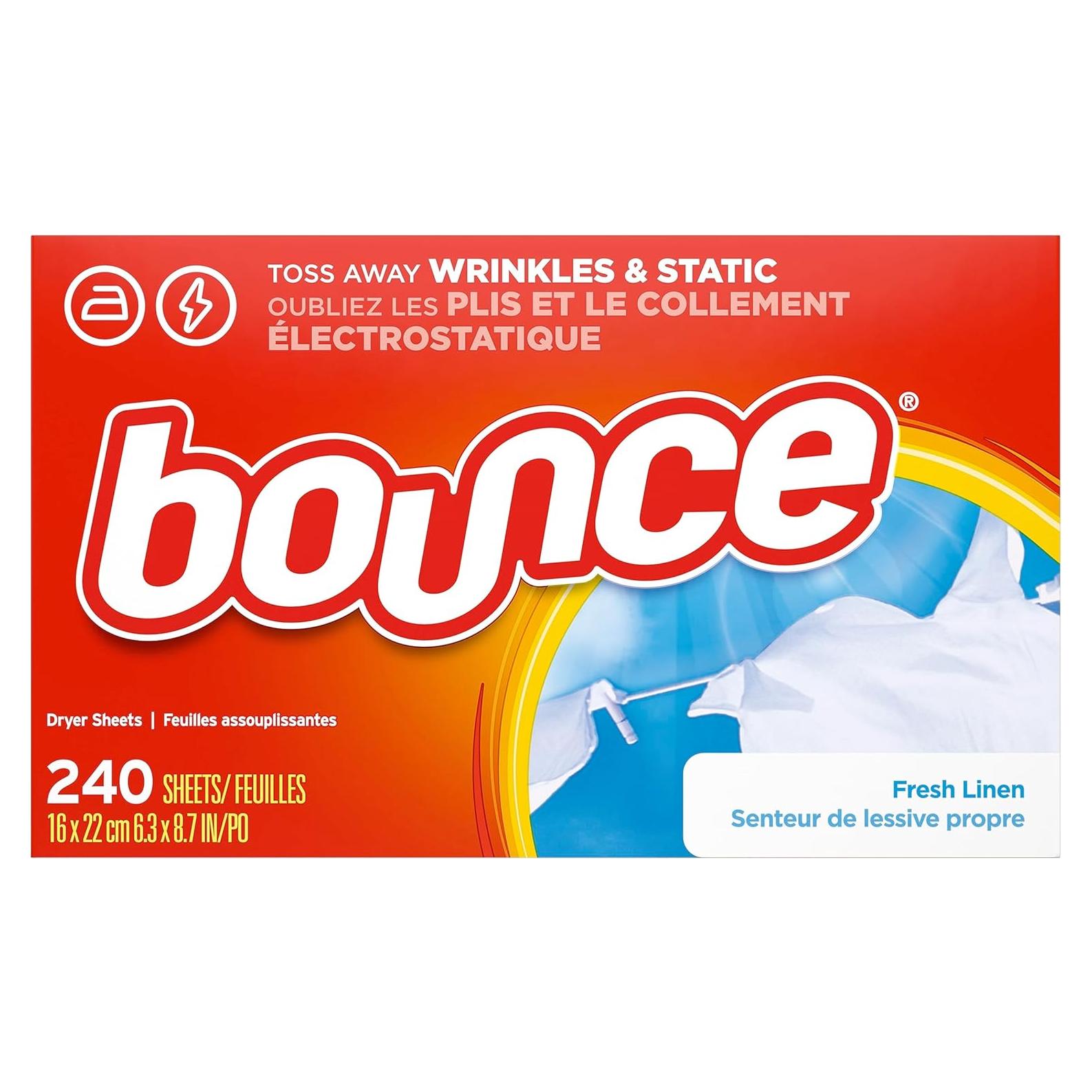 Hojas de Secadora Bounce Suavizante Tela Lino Fresco 240 Unidades