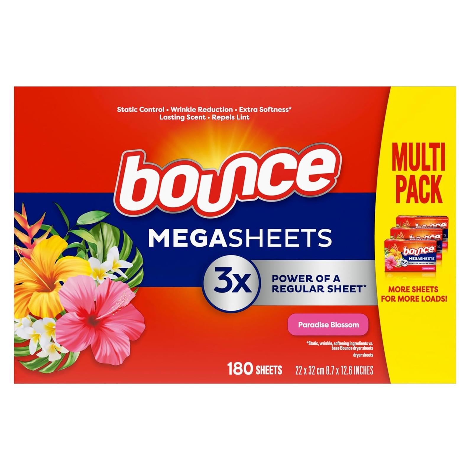 Hojas para Secadora Bounce Mega Flor de Paraíso 180 Unidades