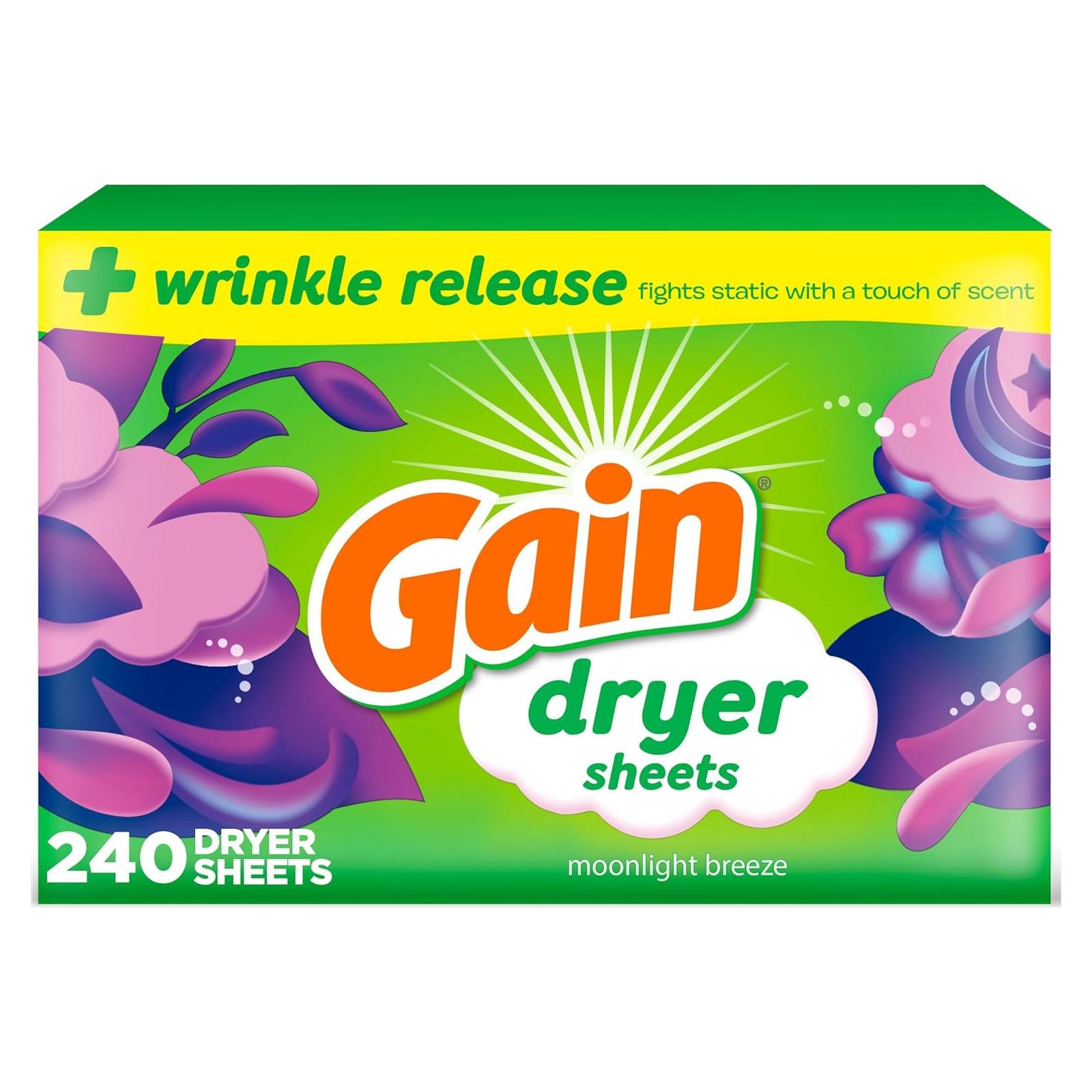 Hojas de Secadora Gain Brisa Nocturna 240 Unidades Suavizante