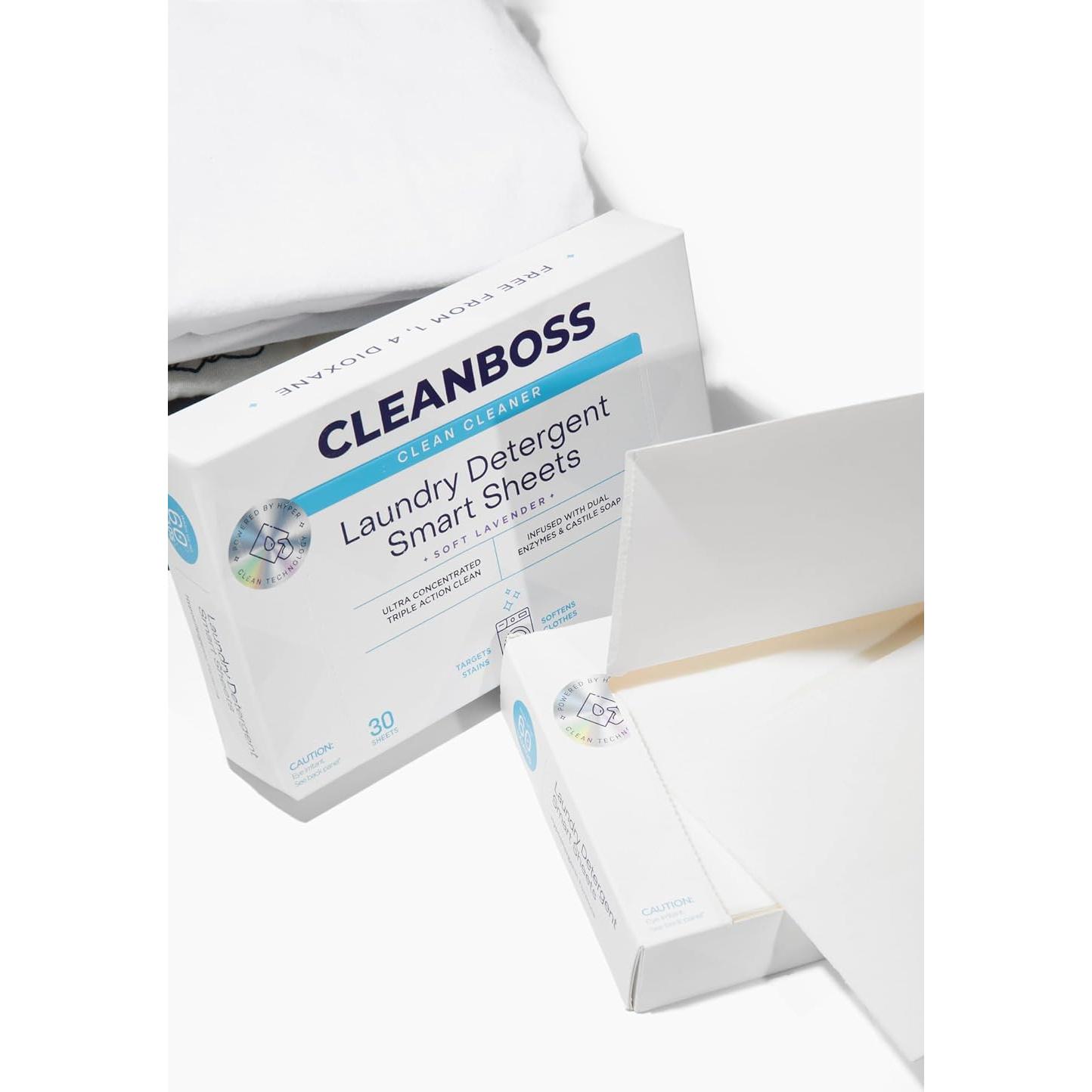 Hojas de detergente CleanBoss - 30 hojas hipoalergénicas