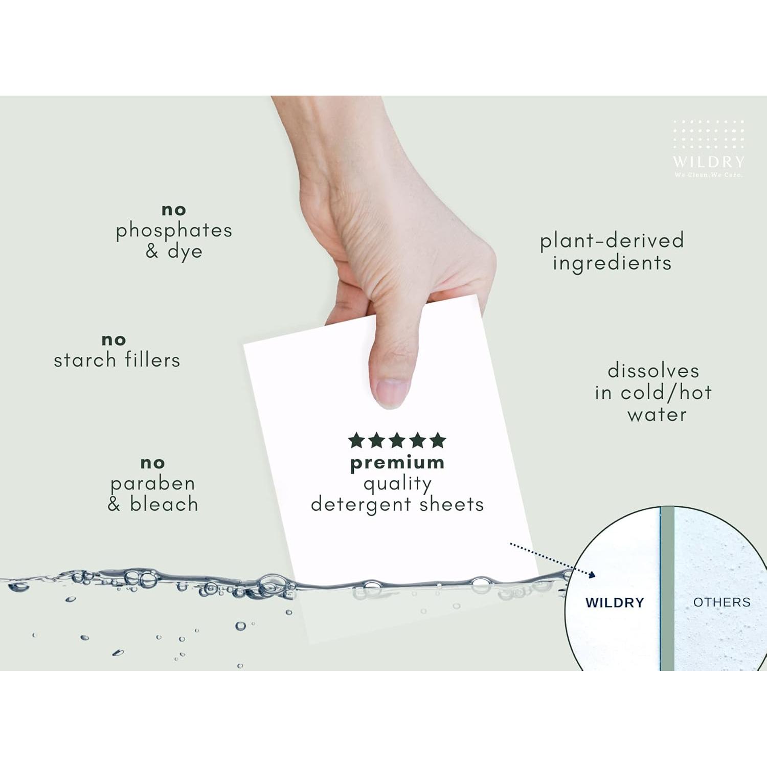 Hojas de detergente WILDRY 60 cargas - Ecológicas y hipoalergénicas
