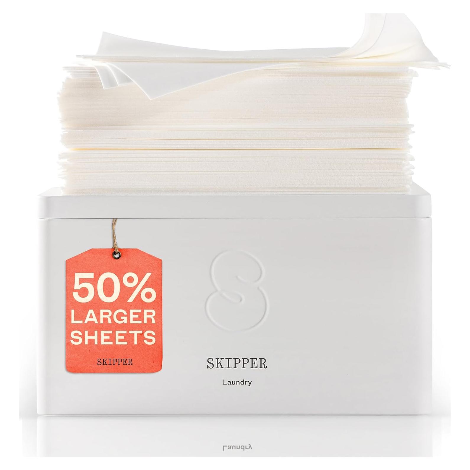 Hojas de Detergente para Ropa Skipper - 120 Hojas (240 Cargas) - Flor de Naranja