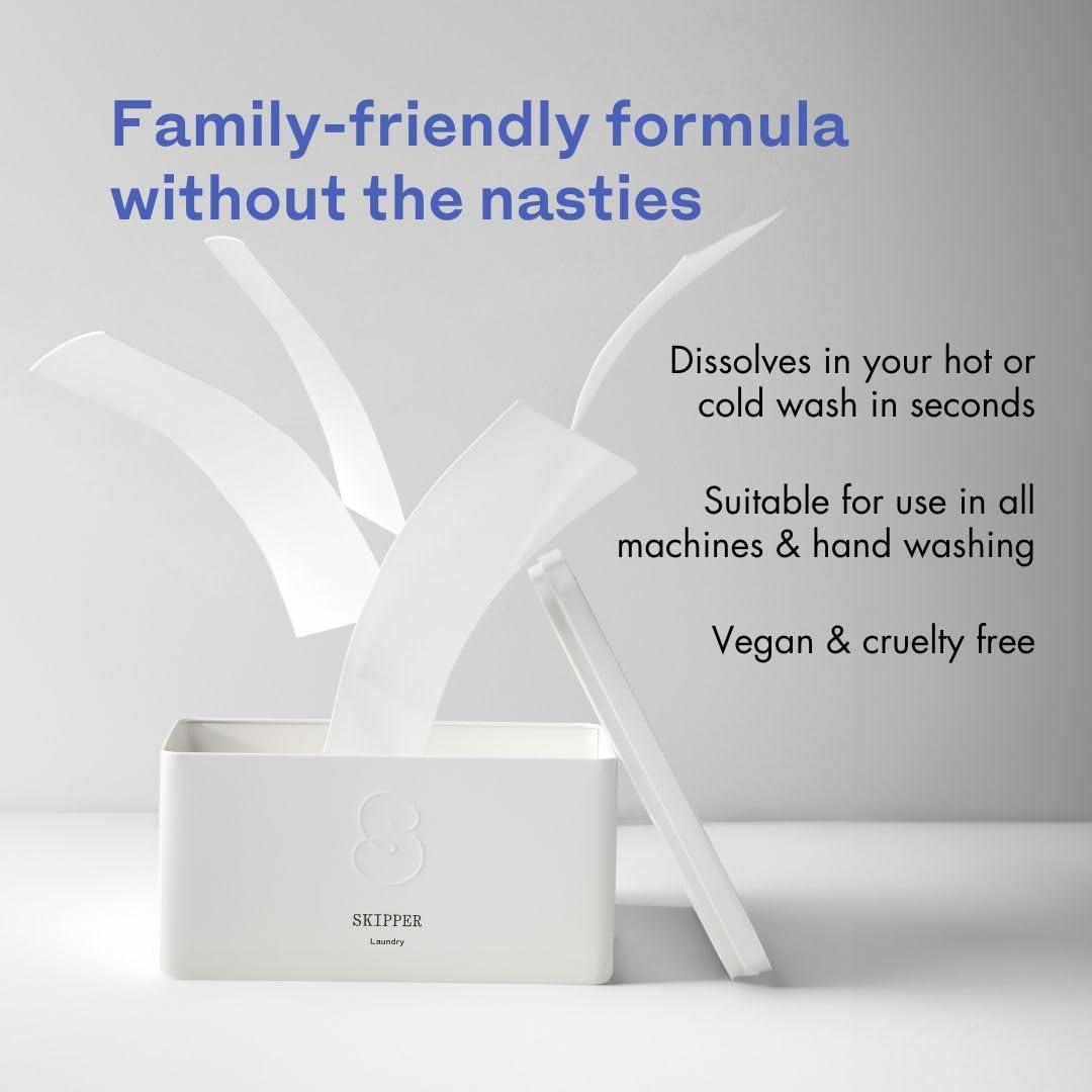 Hojas de Detergente para Ropa Skipper - 120 Hojas (240 Cargas) - Flor de Naranja