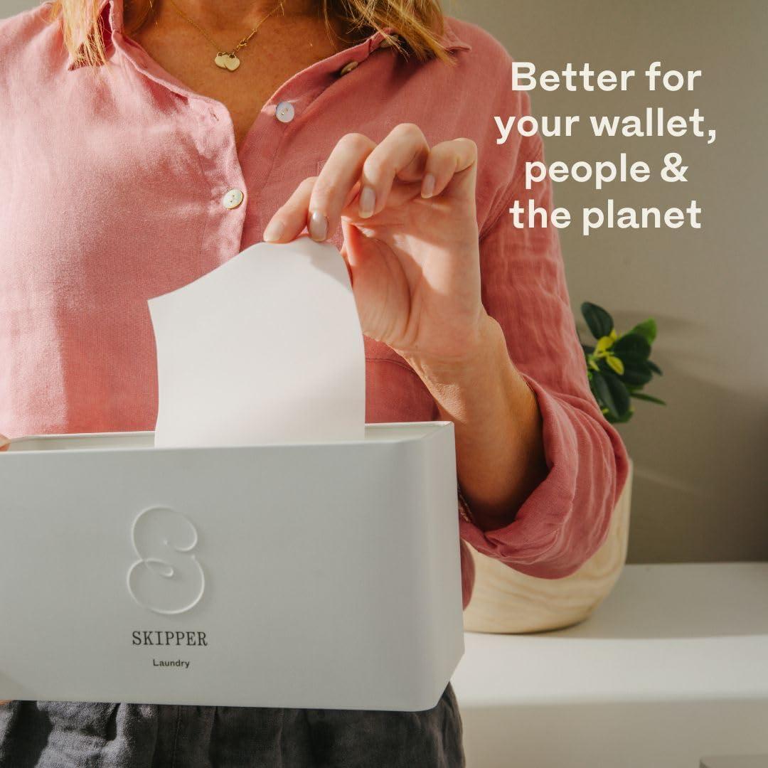 Hojas de Detergente para Ropa Skipper - 120 Hojas (240 Cargas) - Flor de Naranja