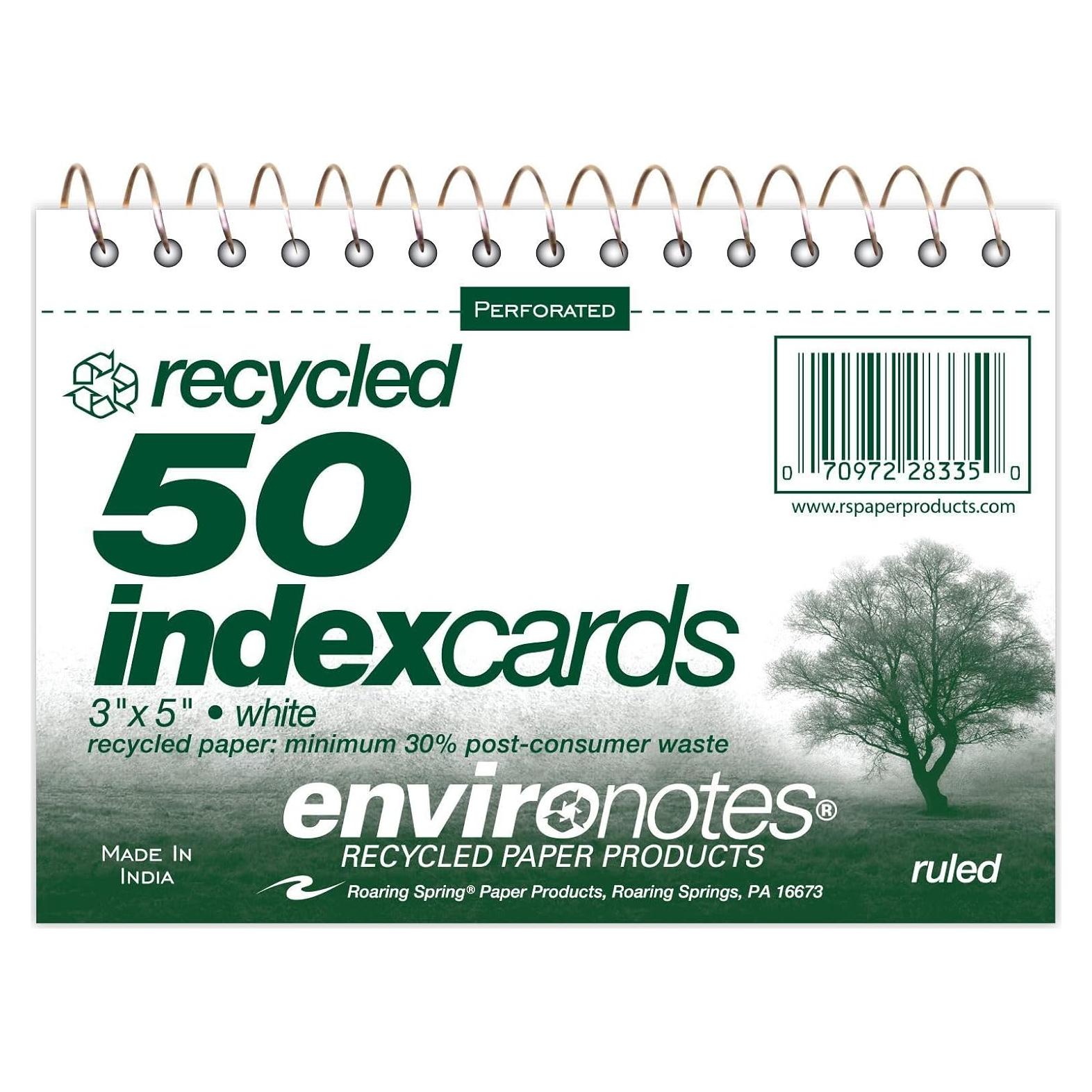 Tarjetas de Índice Blancas Roaring Spring 3x5" 50 Unidades Rayadas