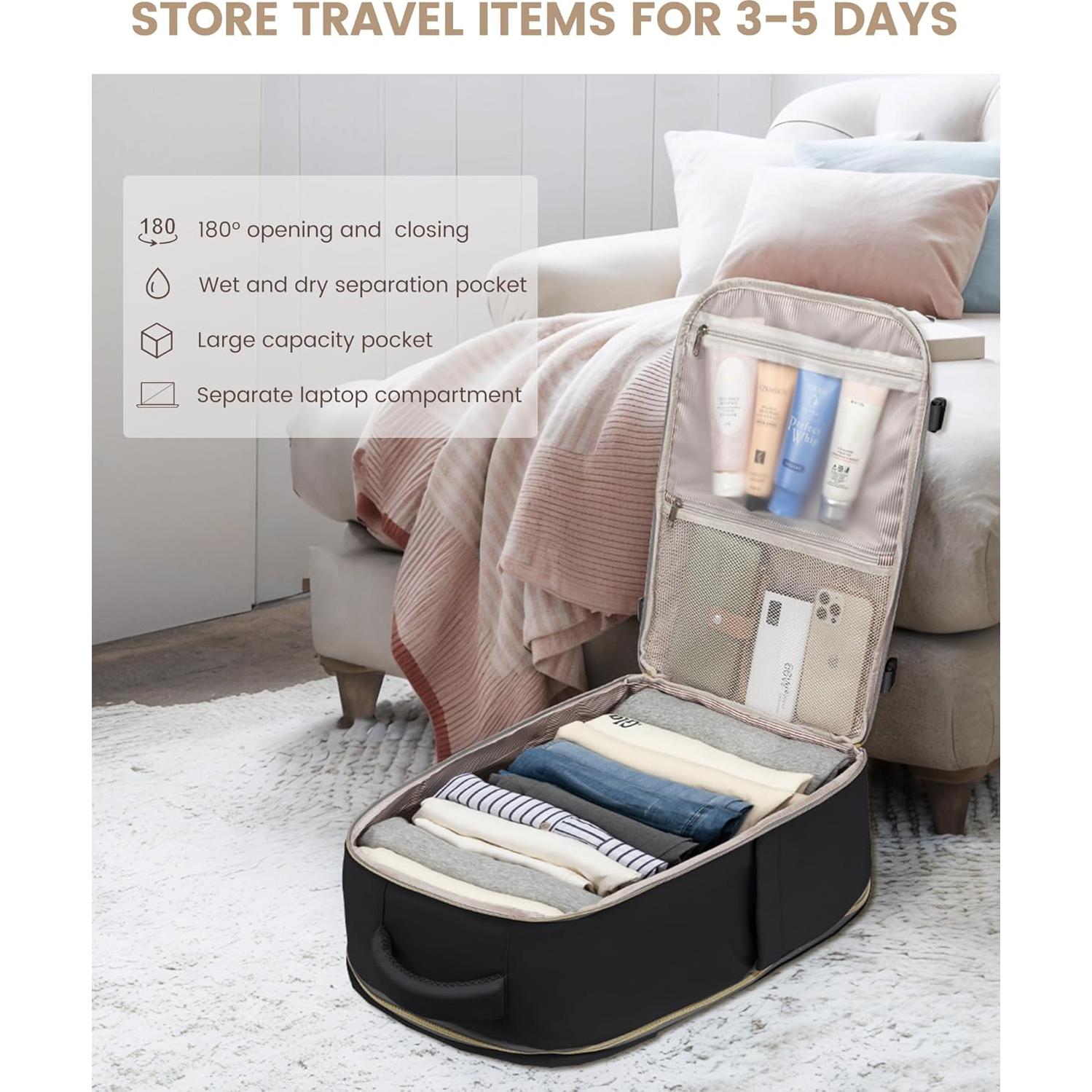 Mochila de Viaje LOVEVOOK 40L Aprobada para Vuelo con Cubos